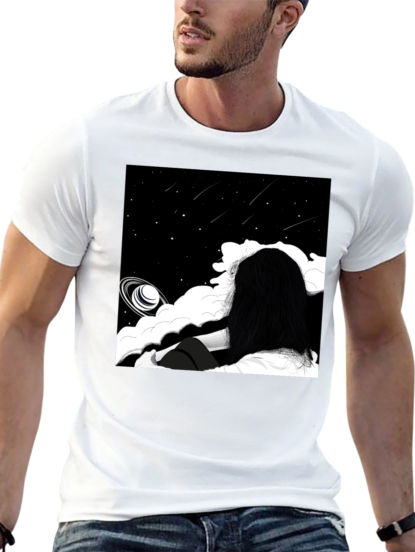 Black Cosmic Dreamscape T-Shirt view 13