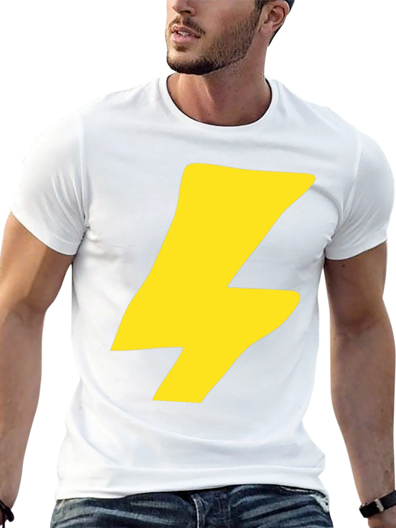 Black Flash Bolt Graphic Tee - Black Cotton Crew Neck T-Shirt view 13