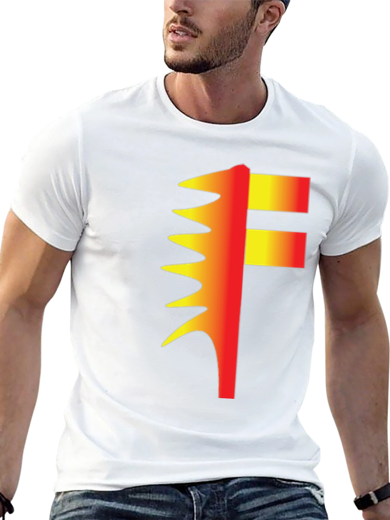 Black Abstract F Graphic Black Tee view 13