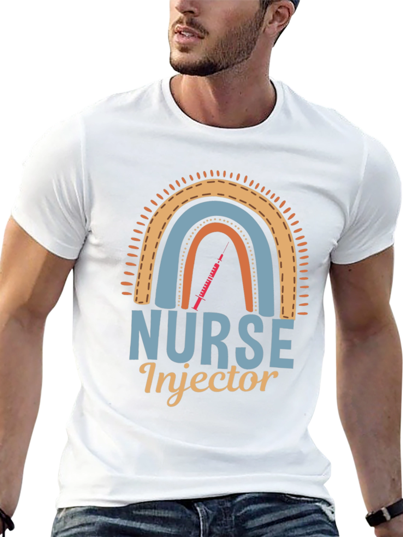Black Nurse Injector Rainbow Graphic Tee view 13