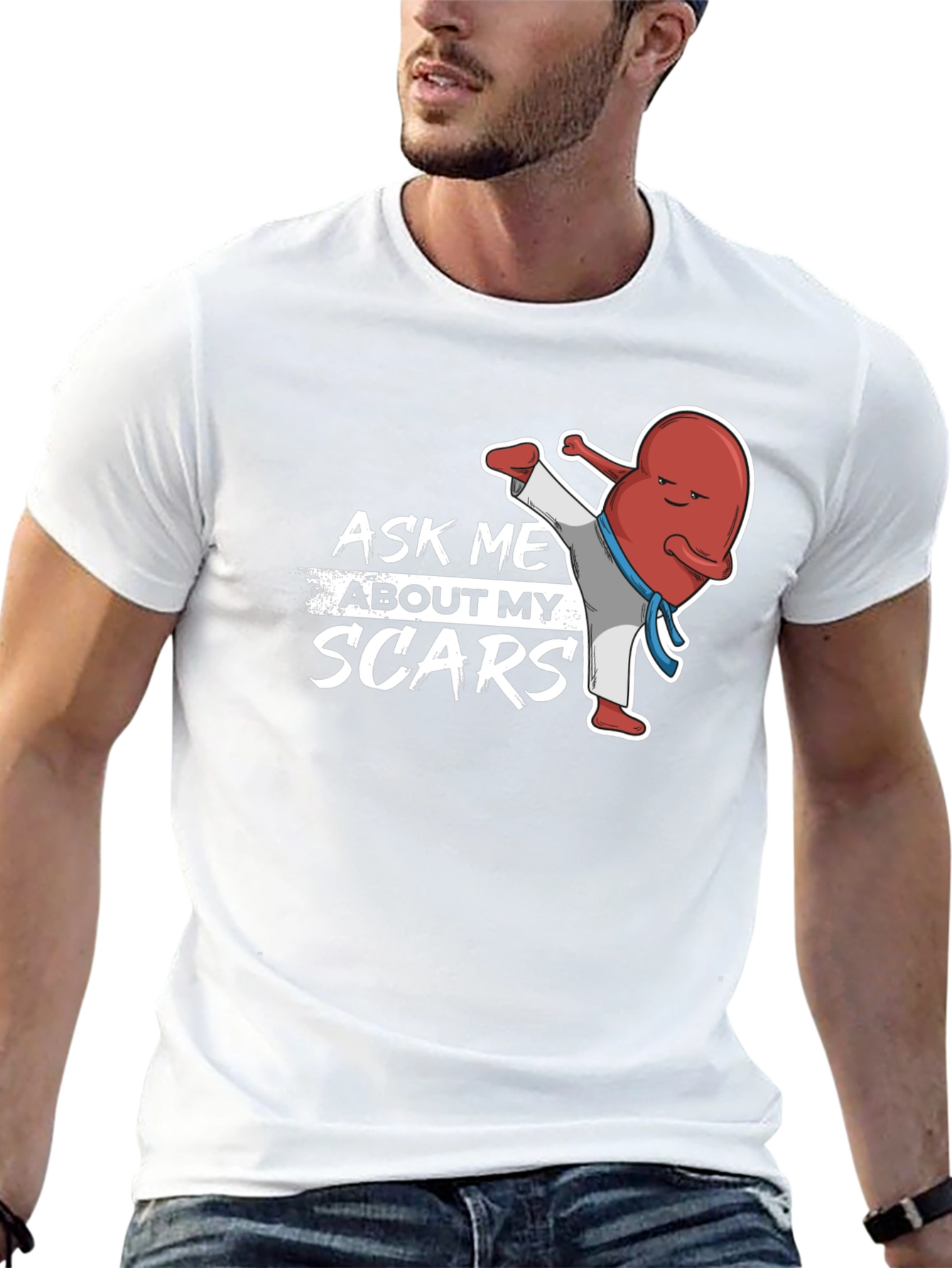 Black Ask Me About My Scars T-Shirt - Kidney Punch! view 13