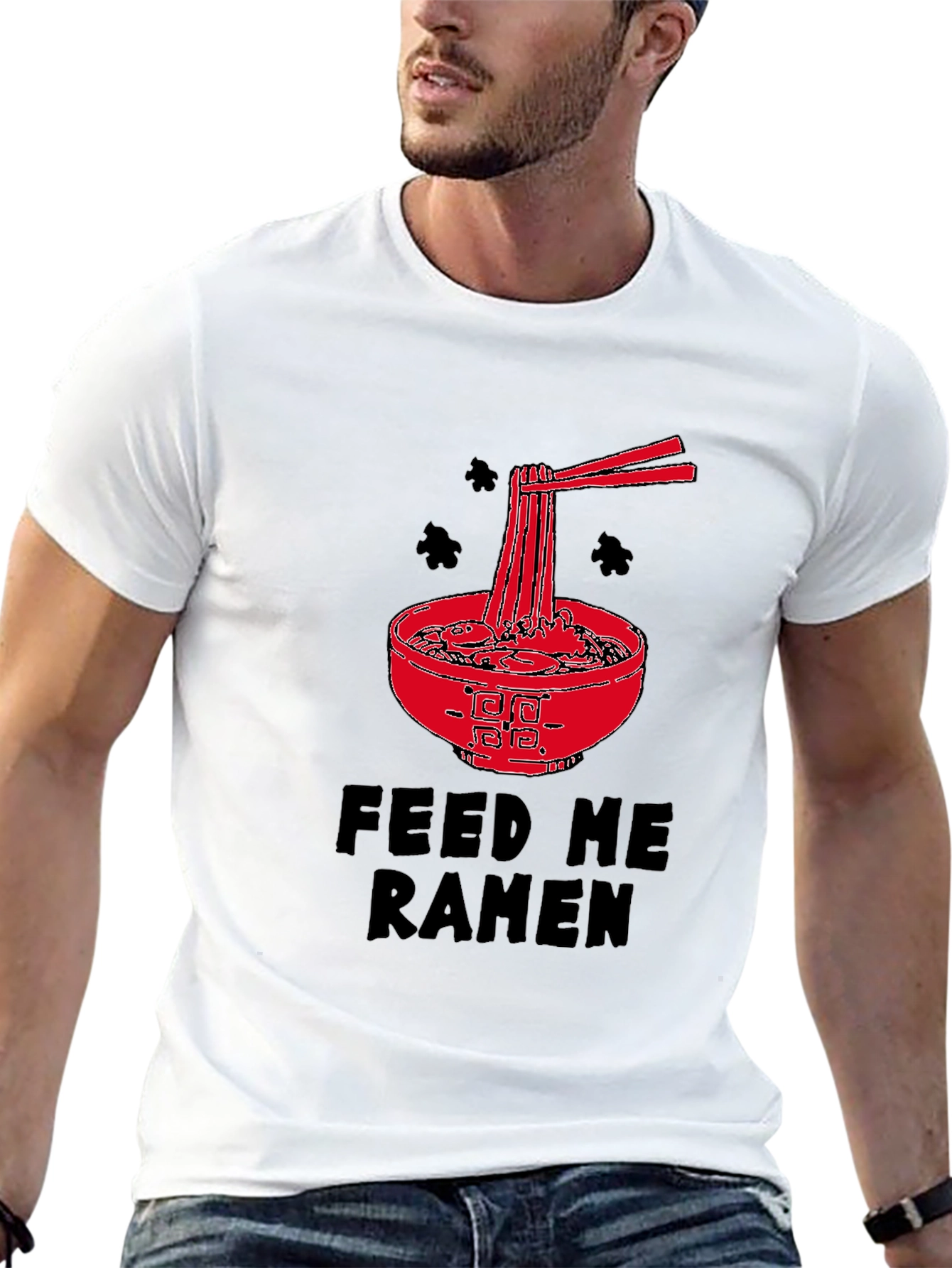 Black Feed Me Ramen Graphic Tee - Black Cotton T-Shirt view 13
