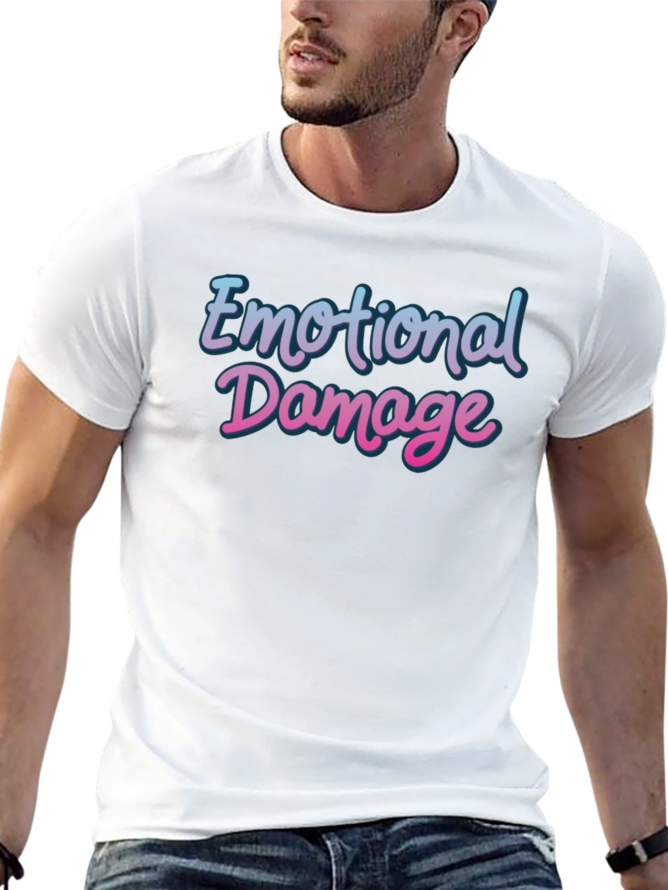 Black Emotional Damage T-Shirt - Trendy Graphic Tee view 13