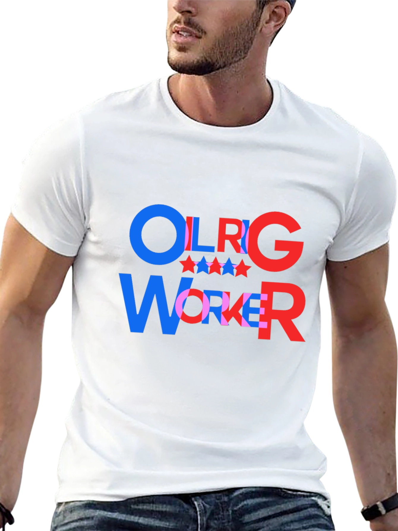 Black OLRG Worker Graphic T-Shirt - Patriotic Style view 13