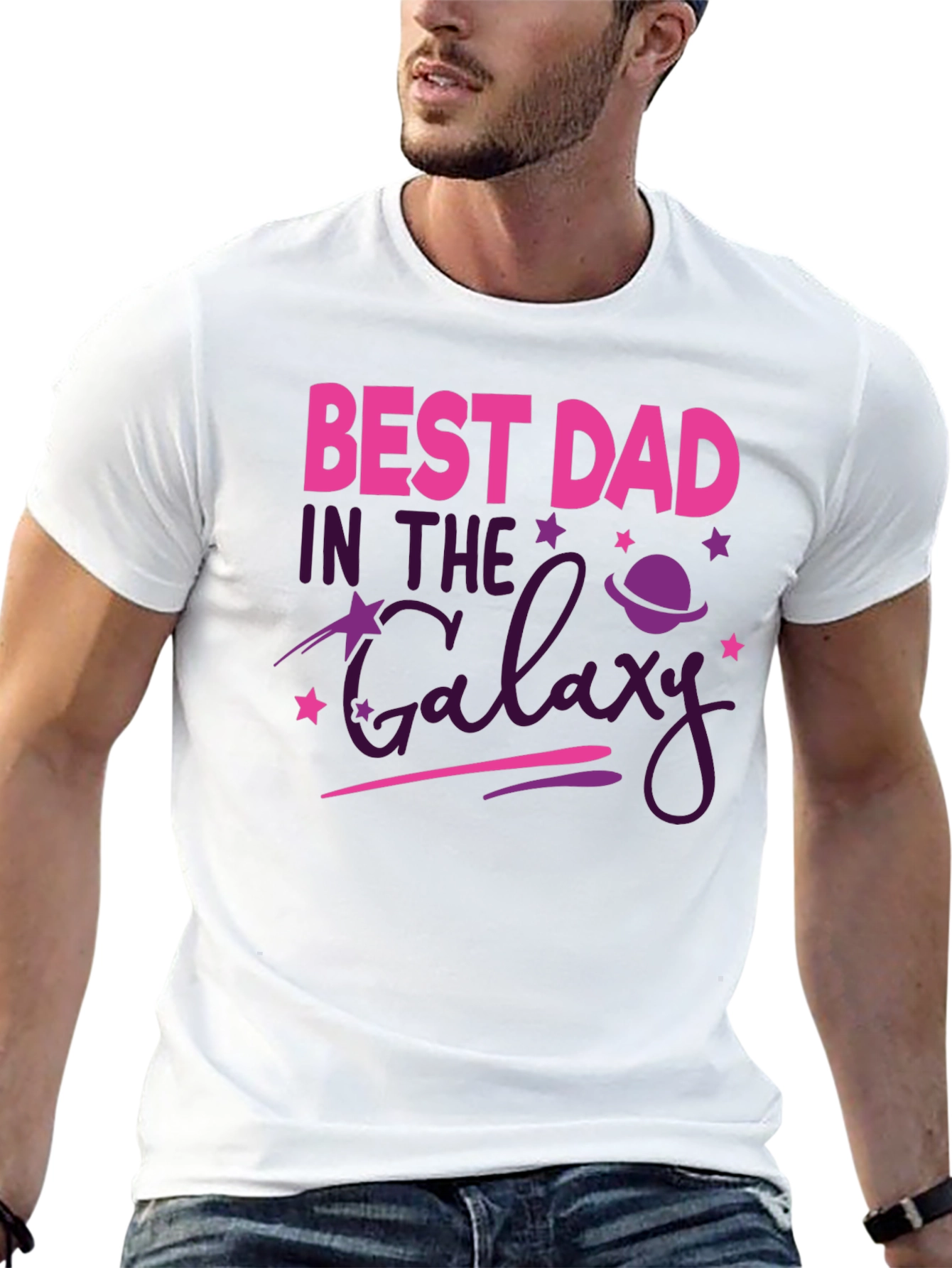 Black Best Dad In The Galaxy Graphic Tee view 13