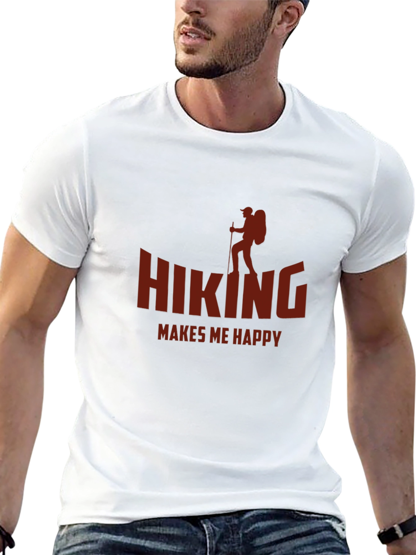 Black Hiking Makes Me Happy T-Shirt view 13