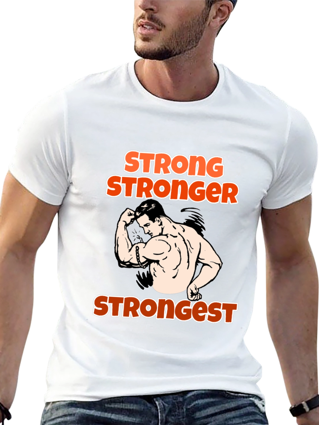 Black Stronger T-Shirt:  Funny Workout Gym Tee view 13