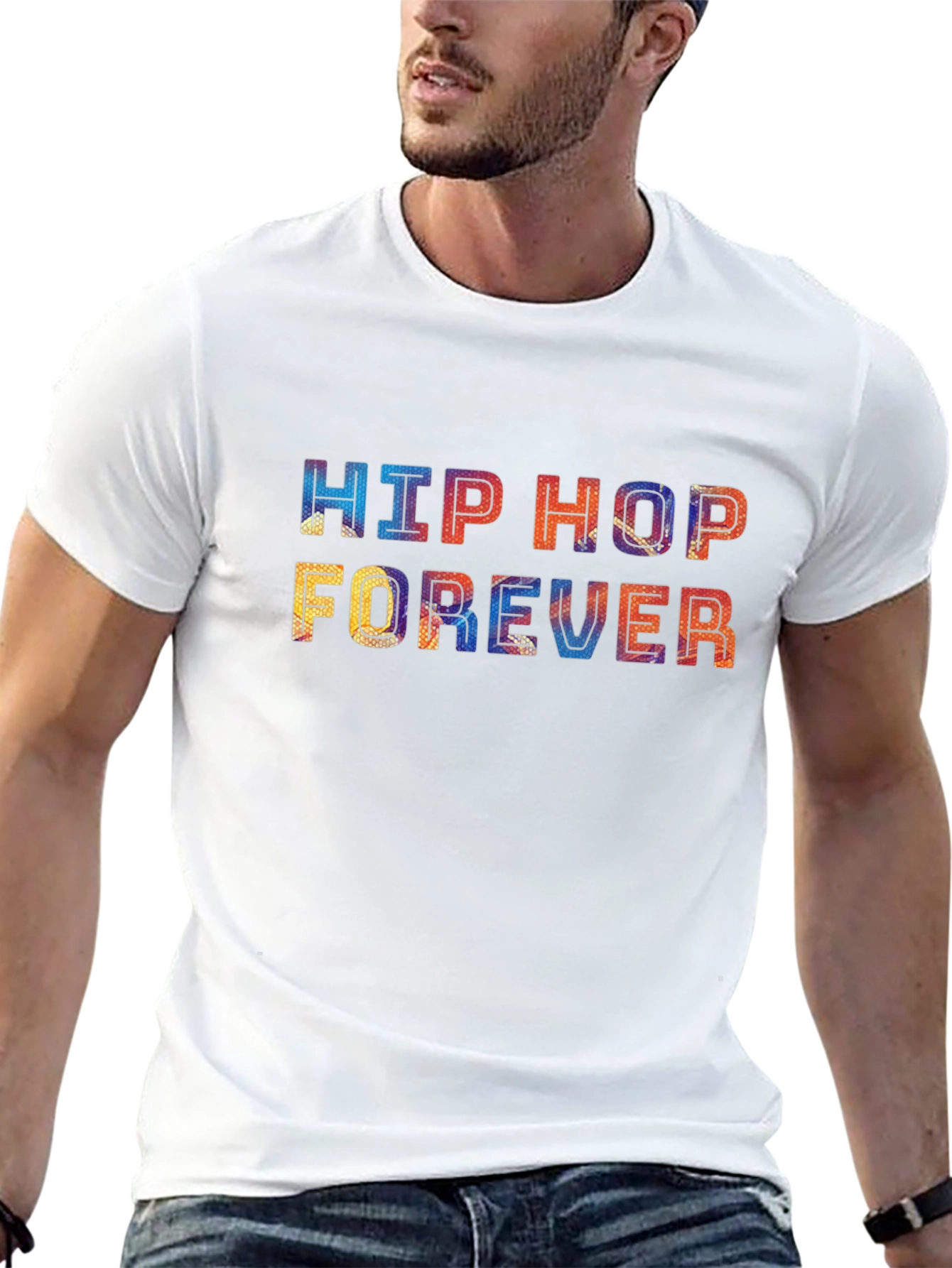 Black Hip Hop Forever Graphic Print T-Shirt view 13