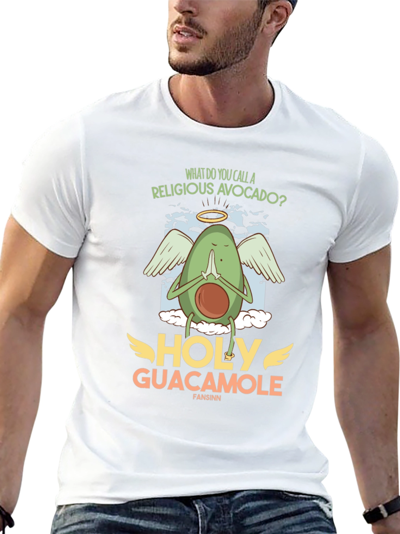 Black Holy Guacamole T-Shirt - Religious Avocado Pun Tee view 13