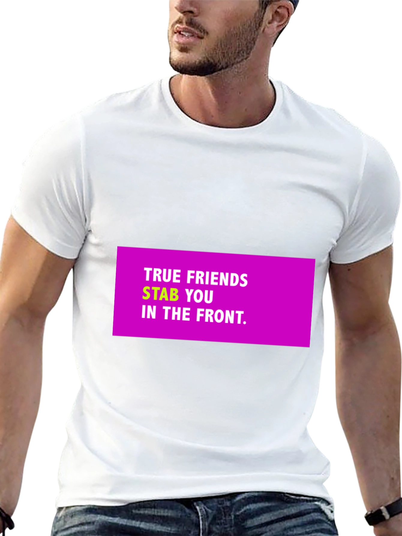 Black True Friends Funny Graphic T-Shirt view 13