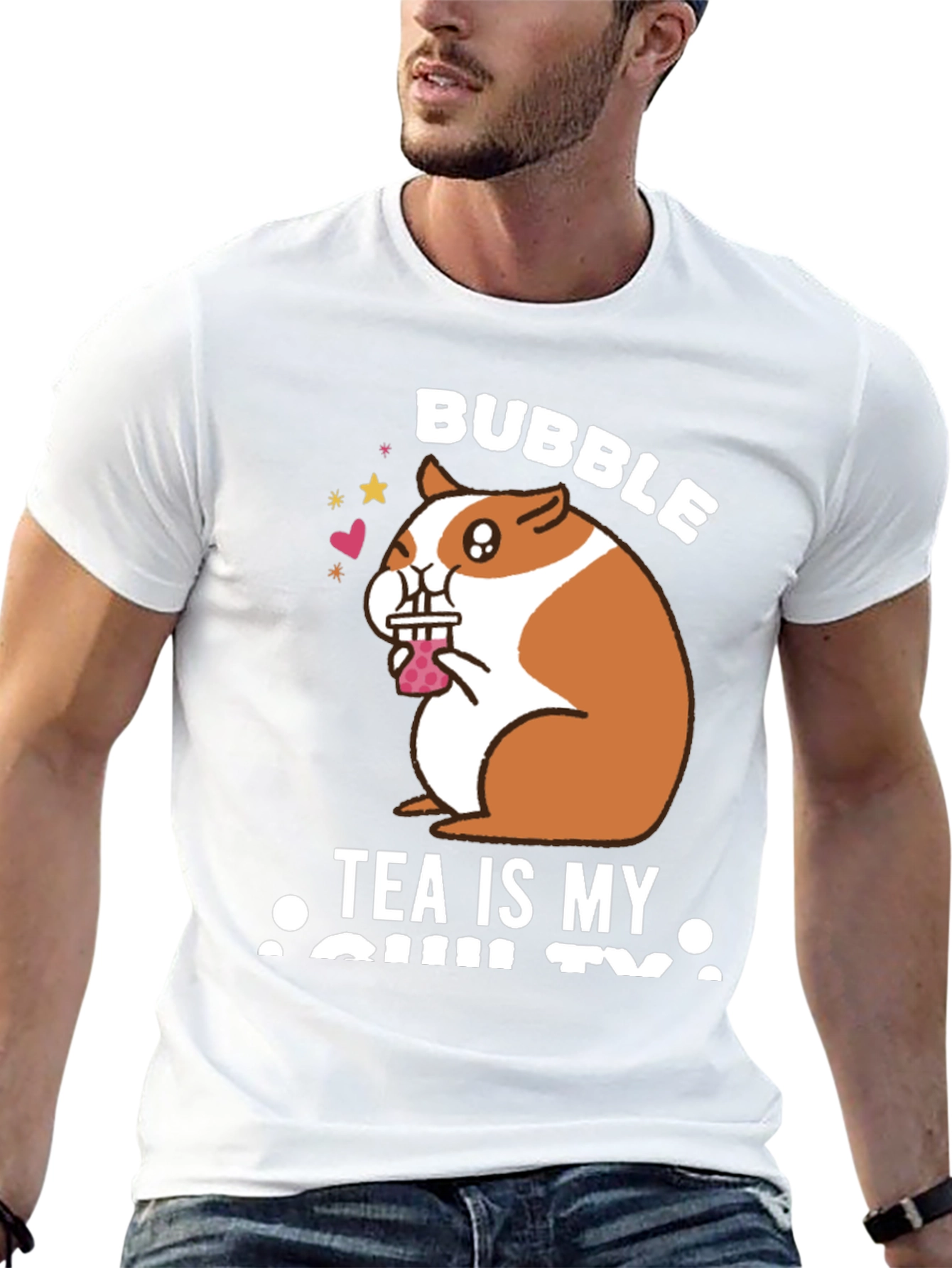 Black Bubble Tea Loving Hamster T-Shirt view 13