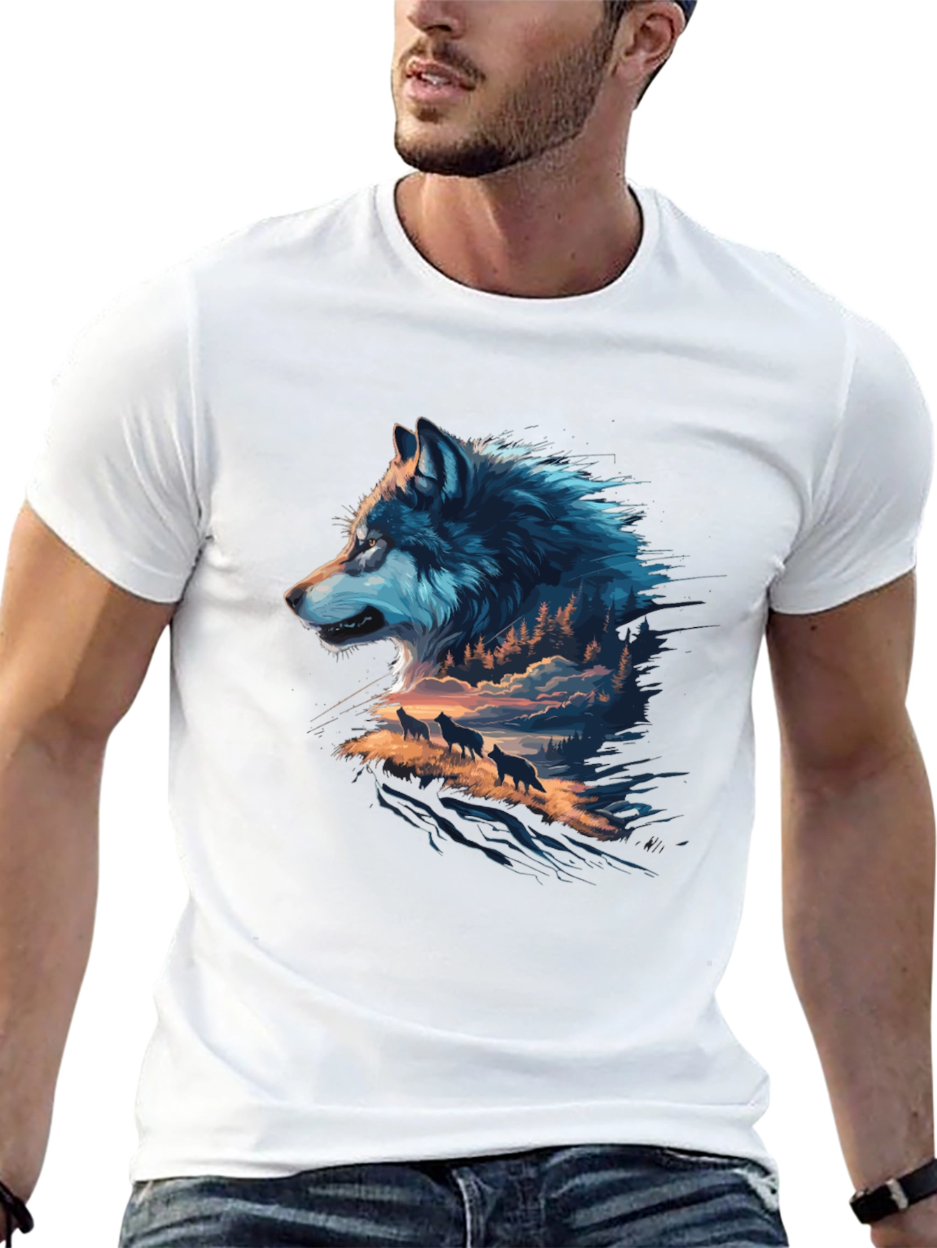 Black Wolf Pack Graphic Black T-Shirt view 13