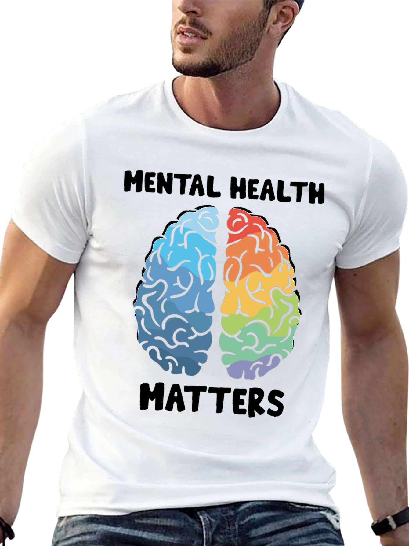 Black Mental Health Matters Brain Graphic T-Shirt view 13