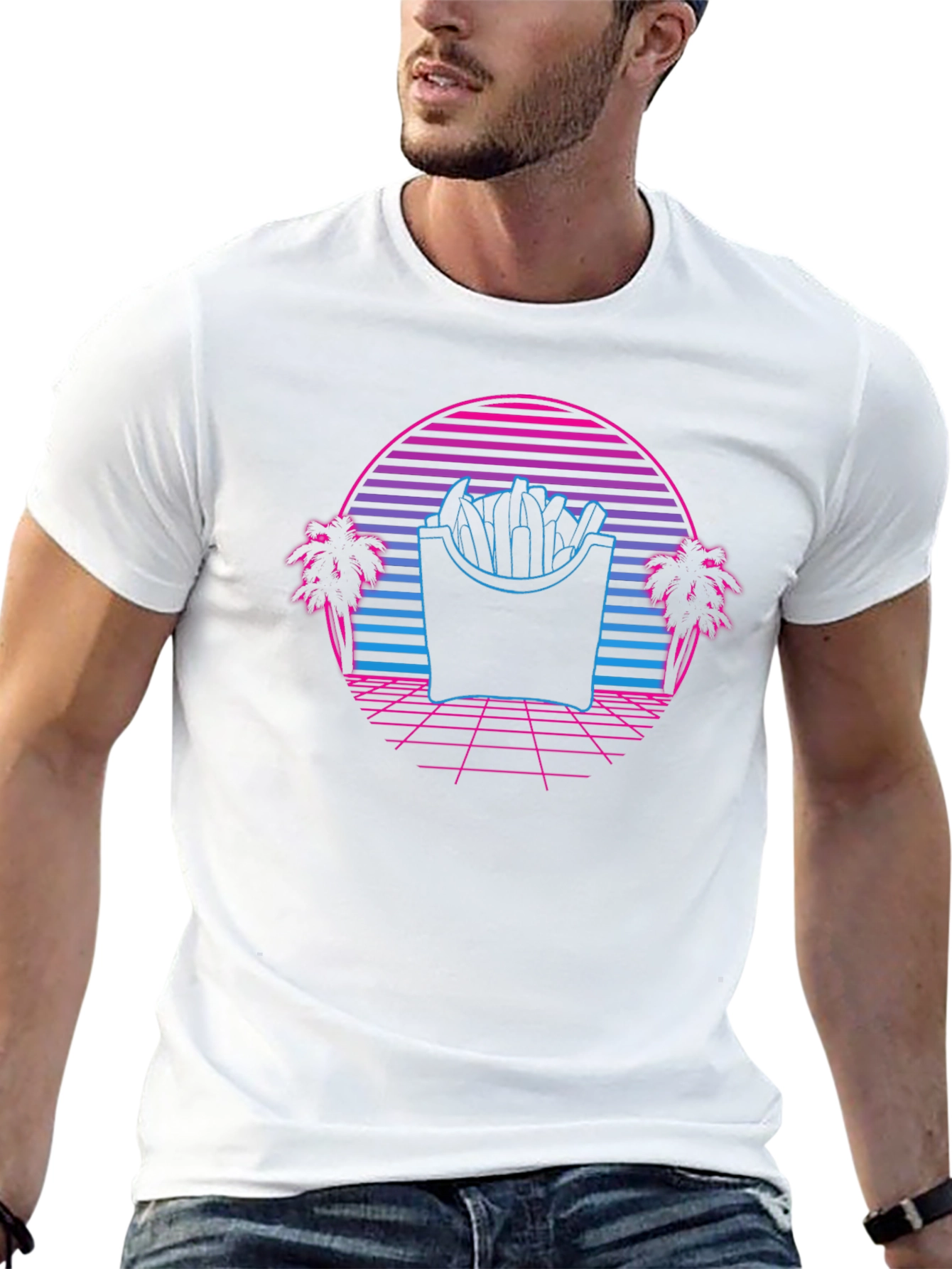 Black Retro Fries T-Shirt - Synthwave Graphic Tee view 13