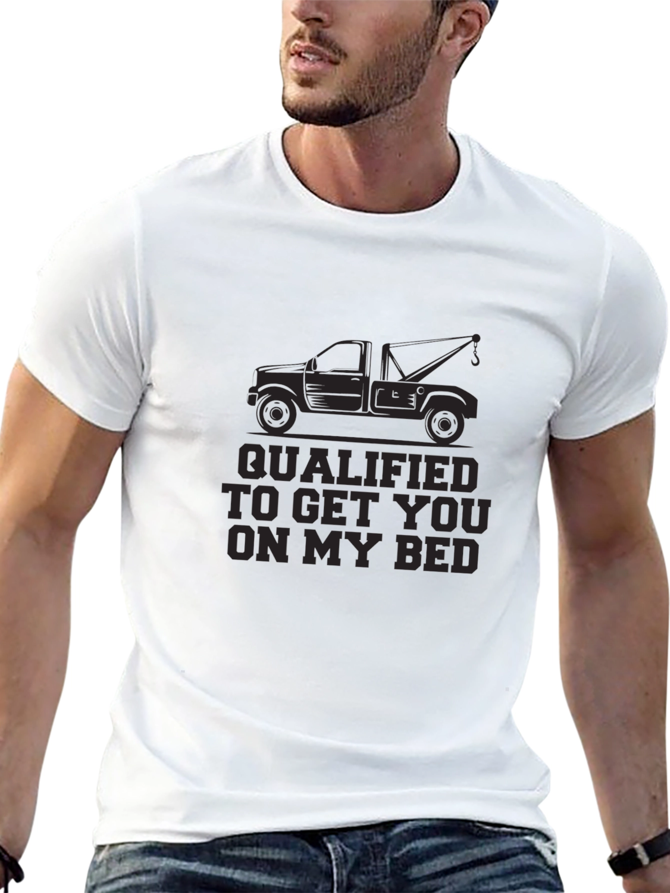 Black Qualified Tow Truck T-Shirt view 13