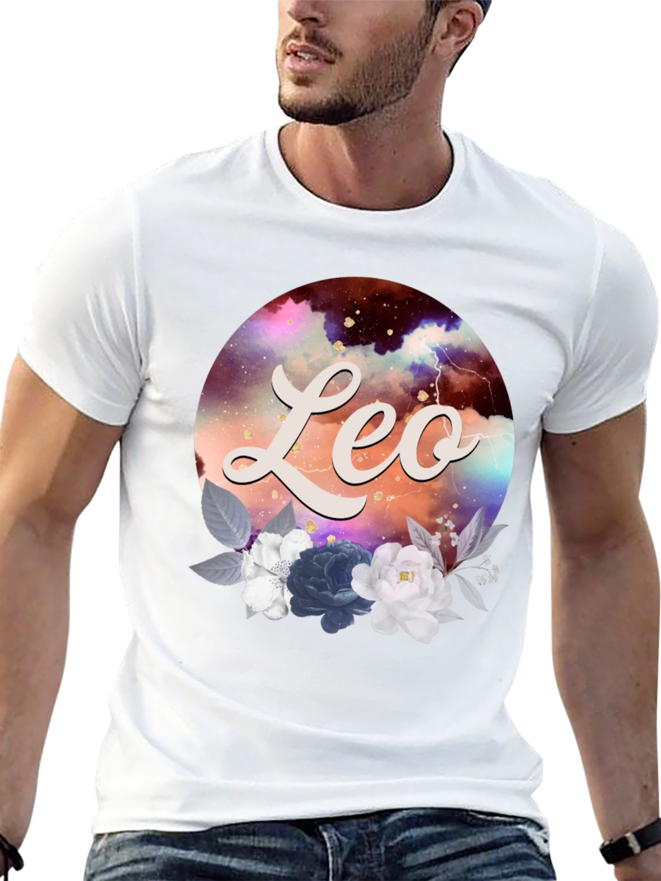 Black Leo Zodiac Floral T-Shirt view 13