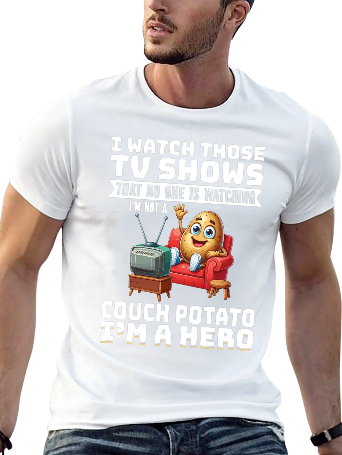 Black Couch Potato Hero T-Shirt view 13