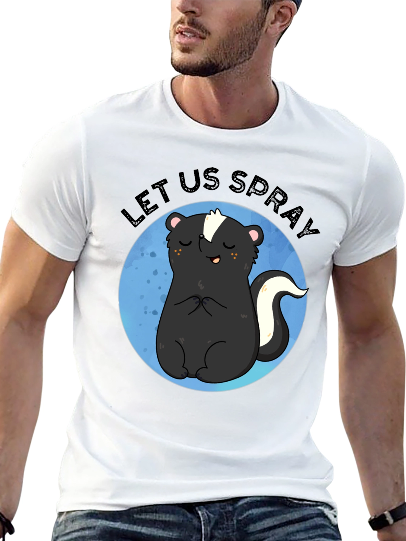 Black Let Us Spray Funny Skunk T-Shirt view 13