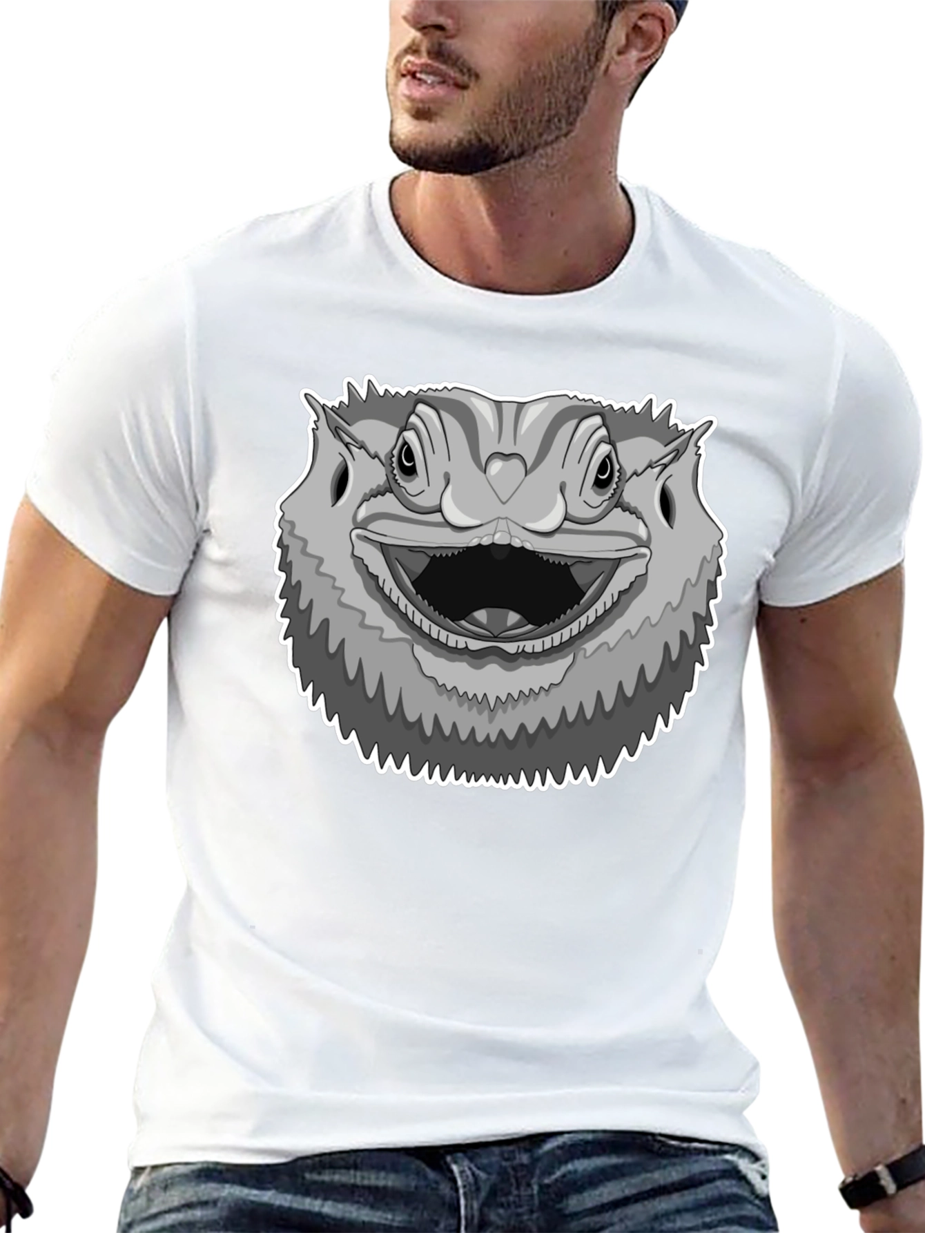 Black Bearded Dragon Graphic Tee - Unisex Black T-Shirt view 13