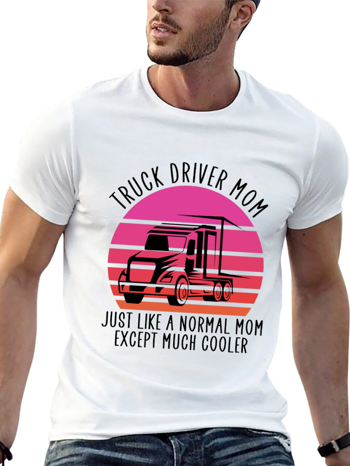 Black Truck Driver Mom Graphic Tee - Cool Mom Shirt view 13
