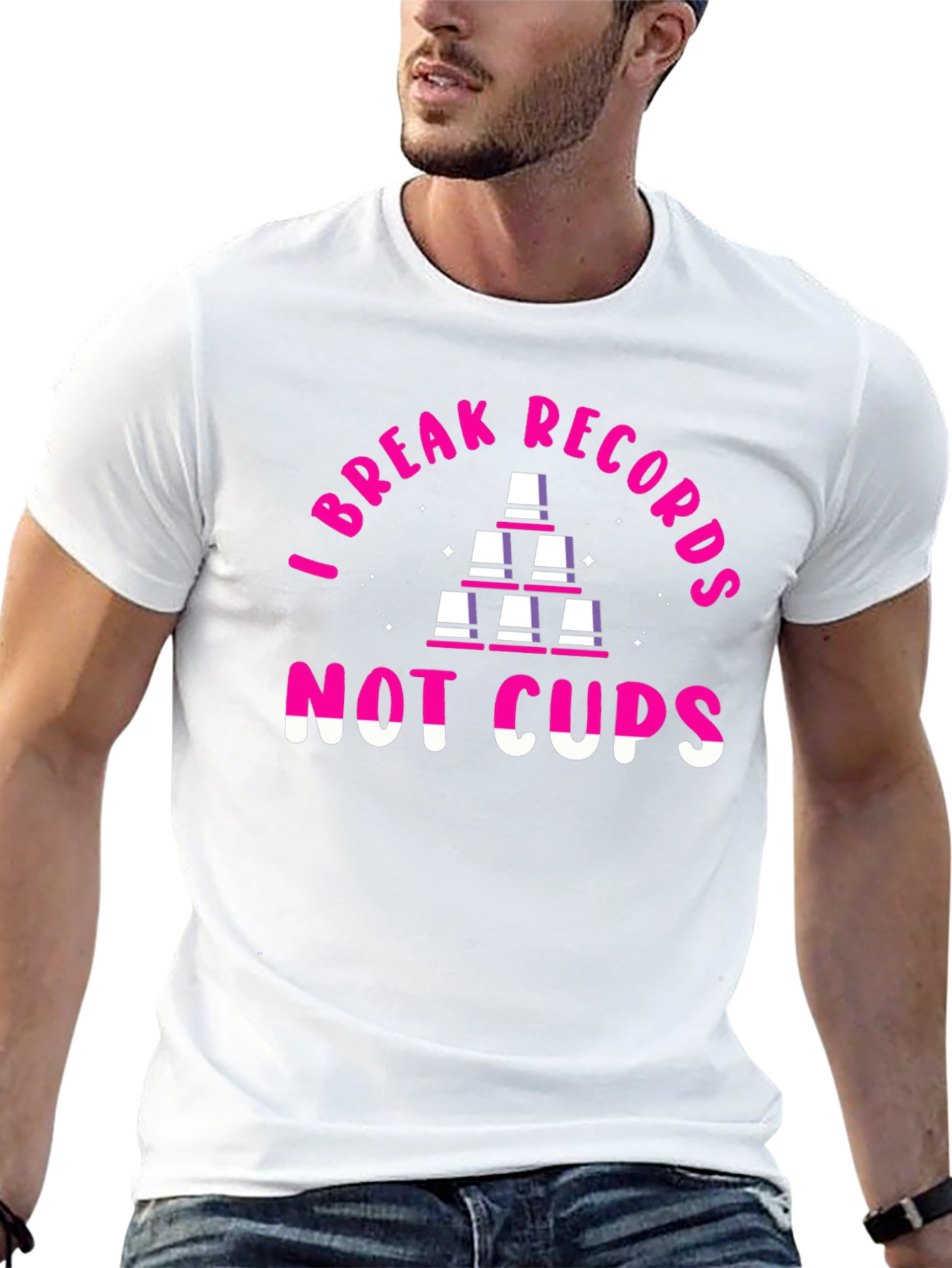 Black I Break Records Not Cups T-Shirt view 13