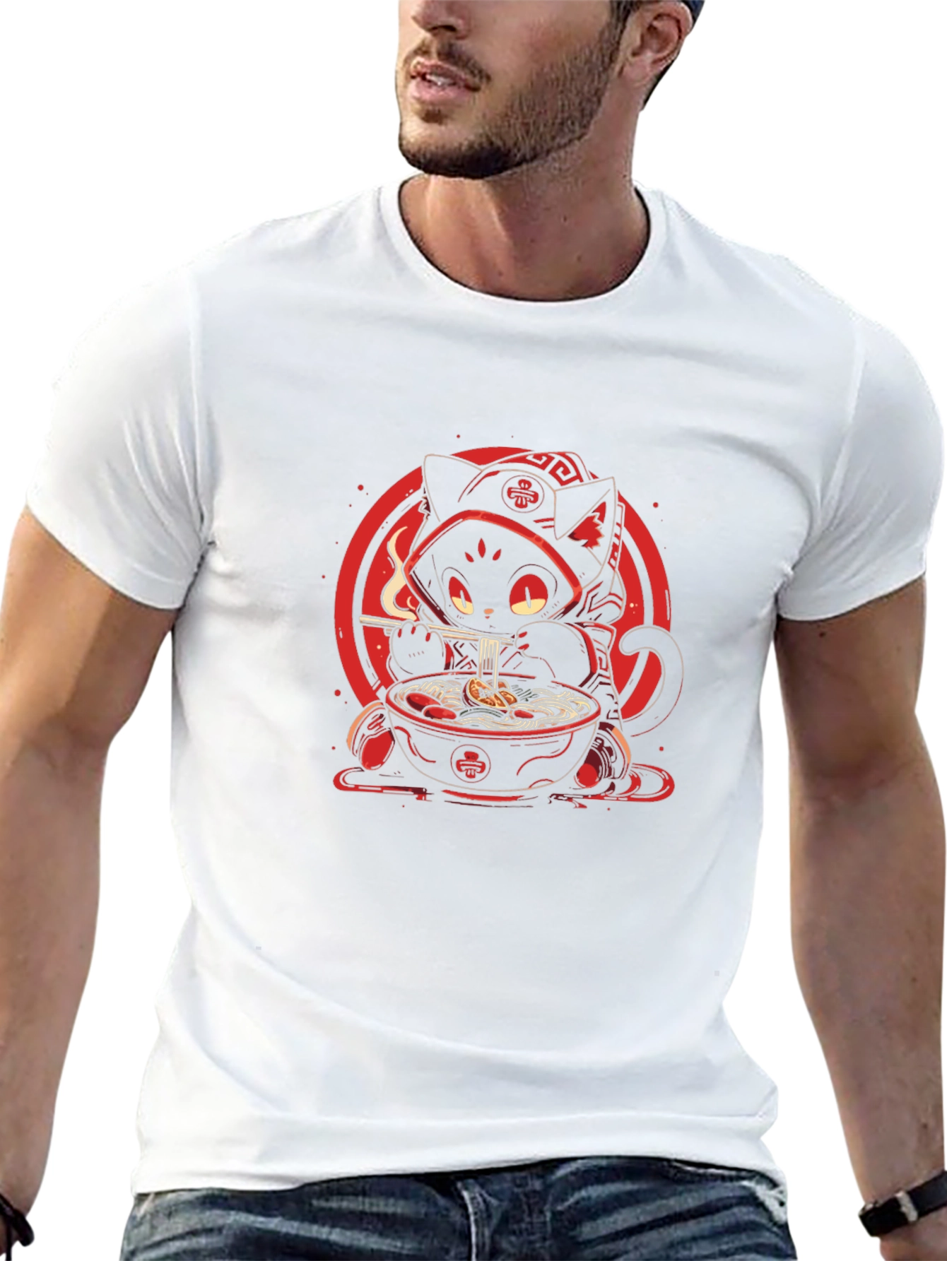 Black Cat Ramen T-Shirt - Unique Anime Style view 13