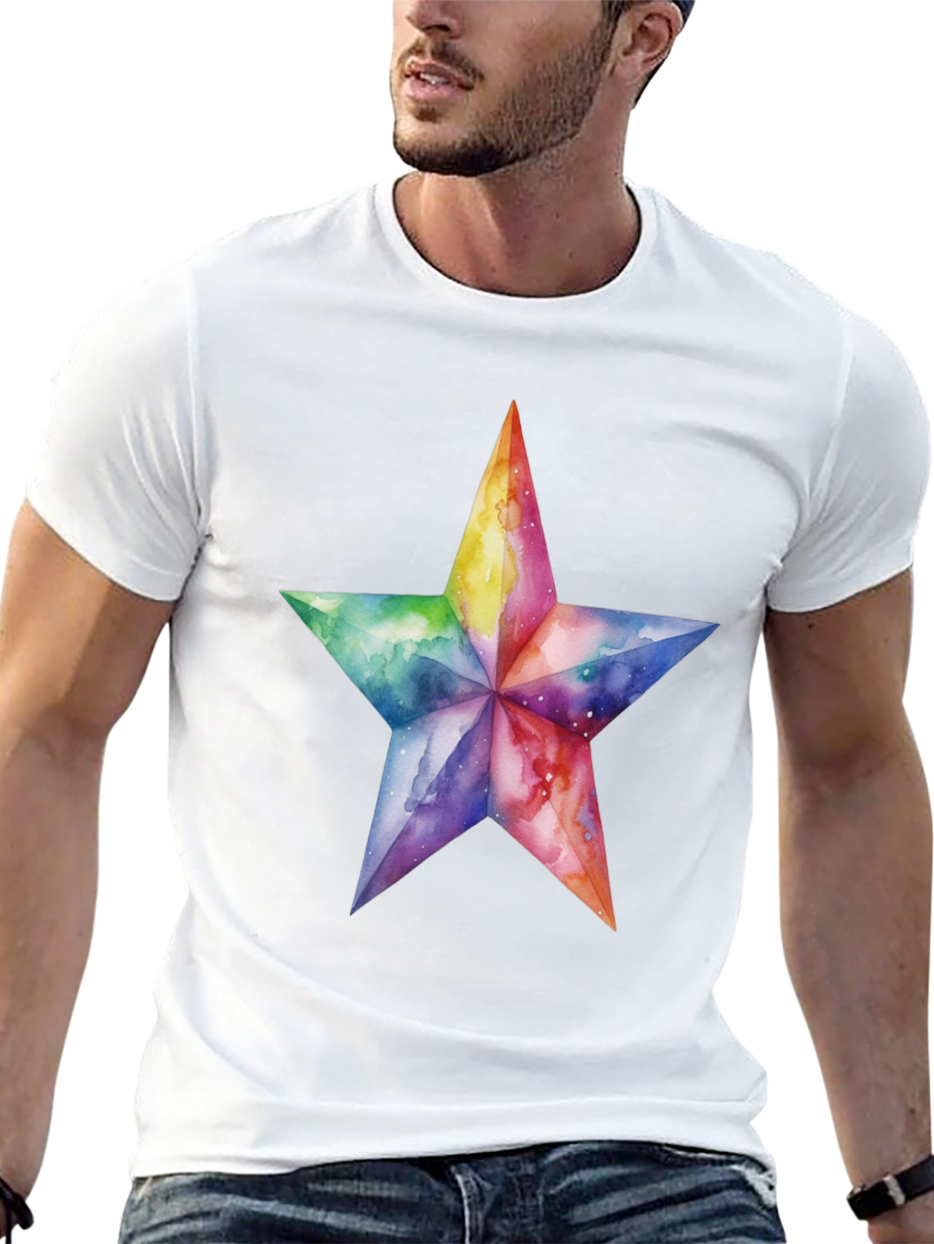 Black Watercolor Star Graphic Tee - Black view 13