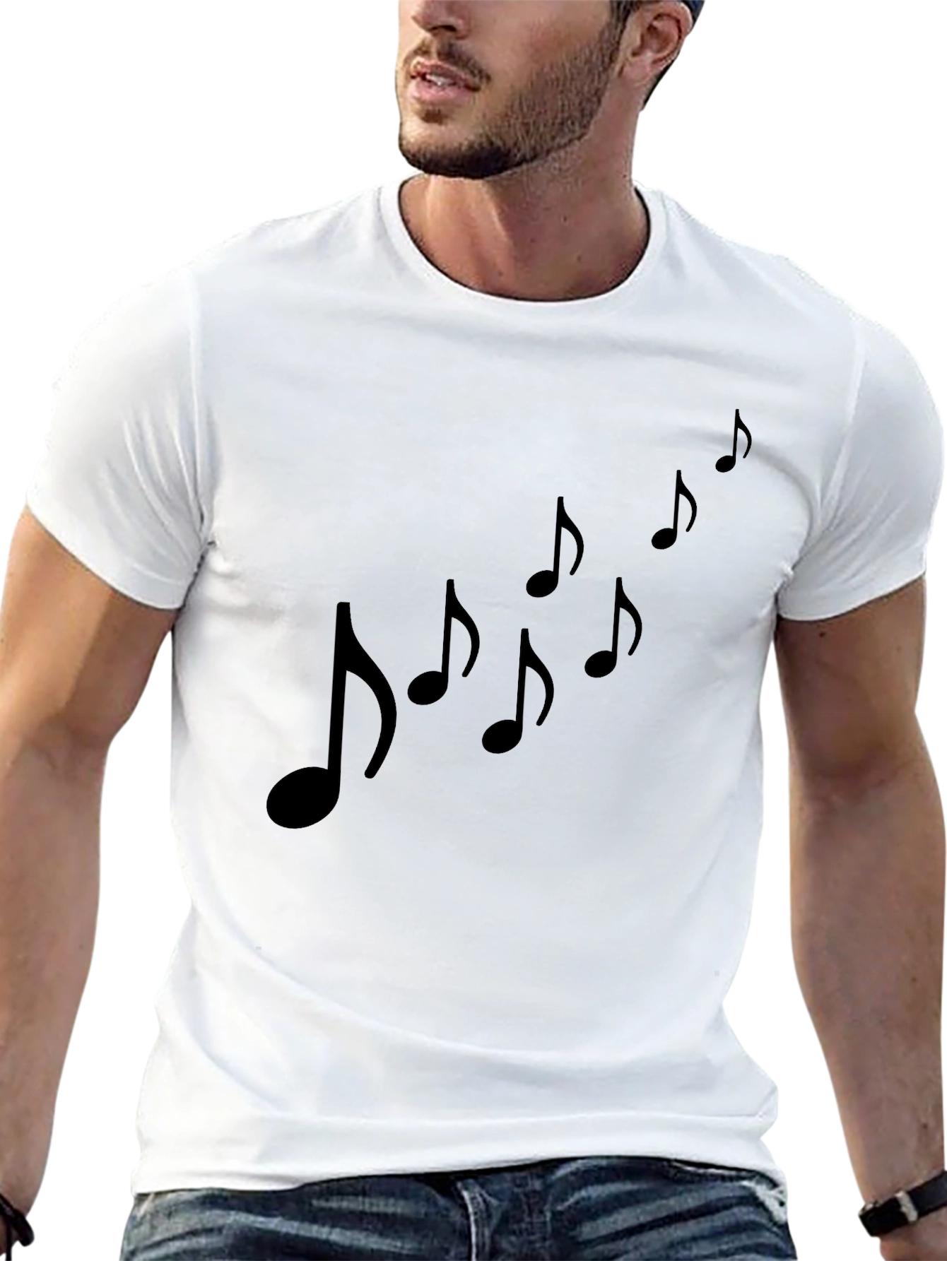 Black Musical Notes Black T-Shirt view 13