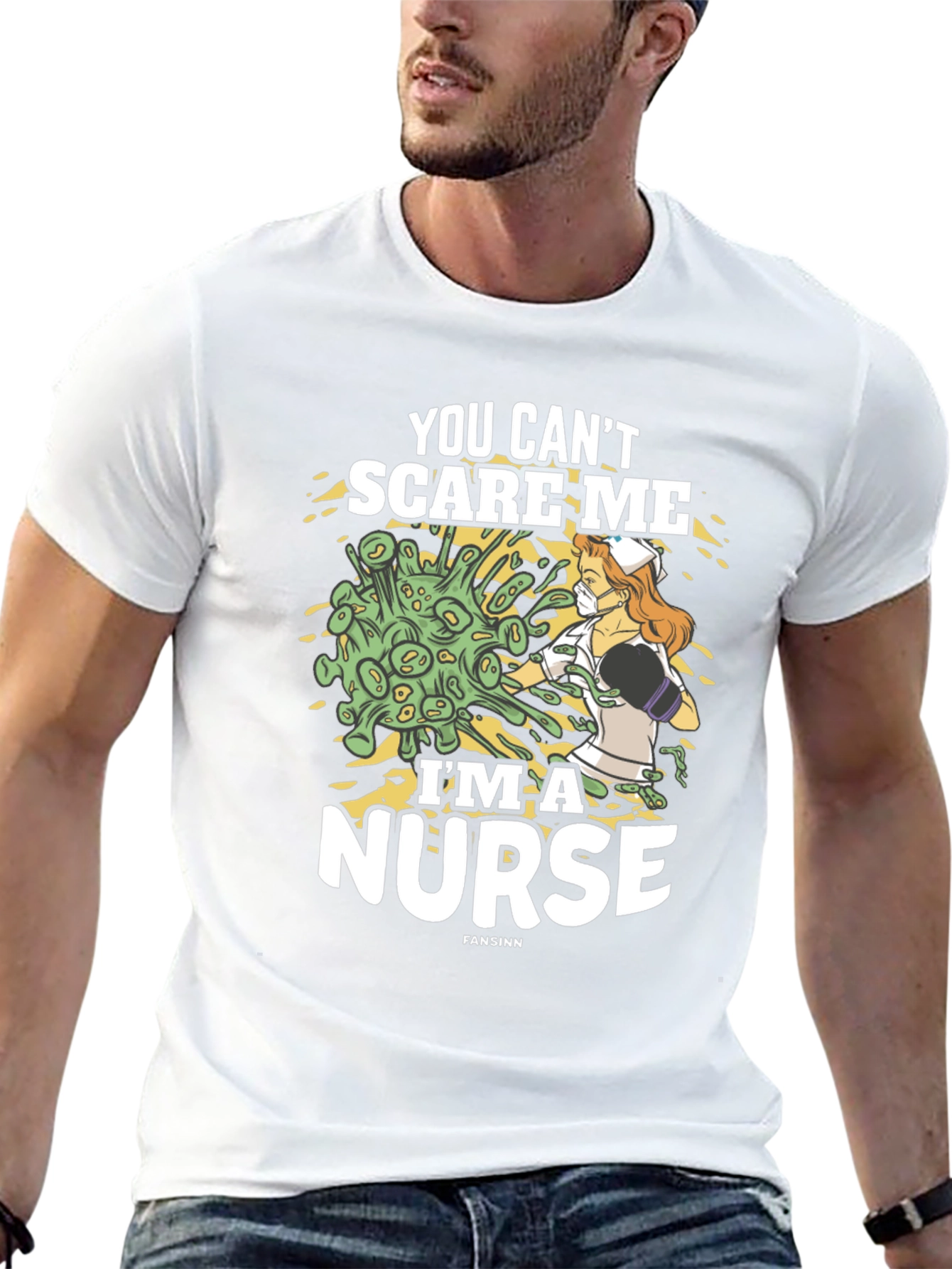 Black You Can't Scare Me I'm a Nurse Graphic Tee view 13