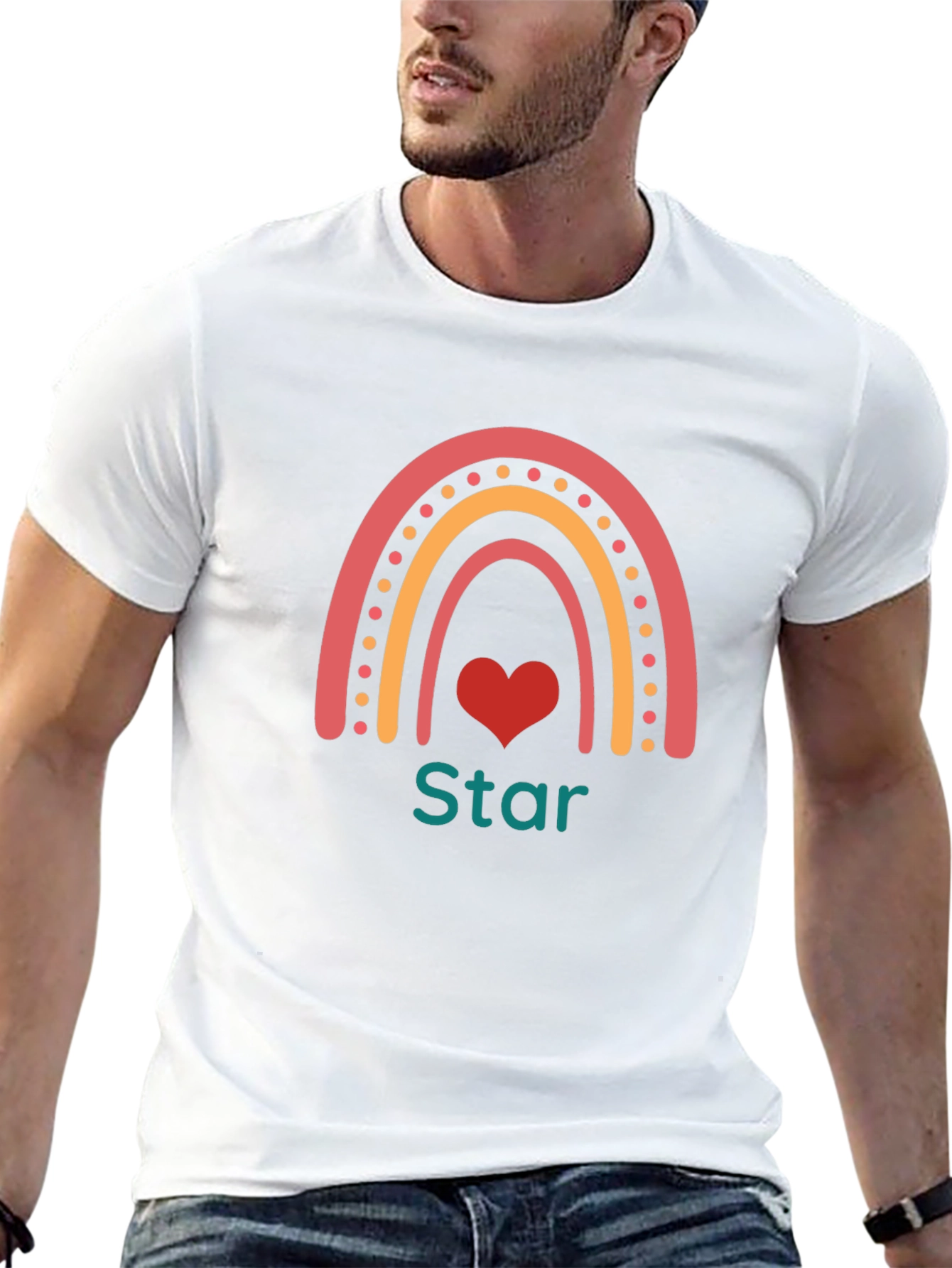 Black Rainbow Star Heart Graphic T-Shirt view 13