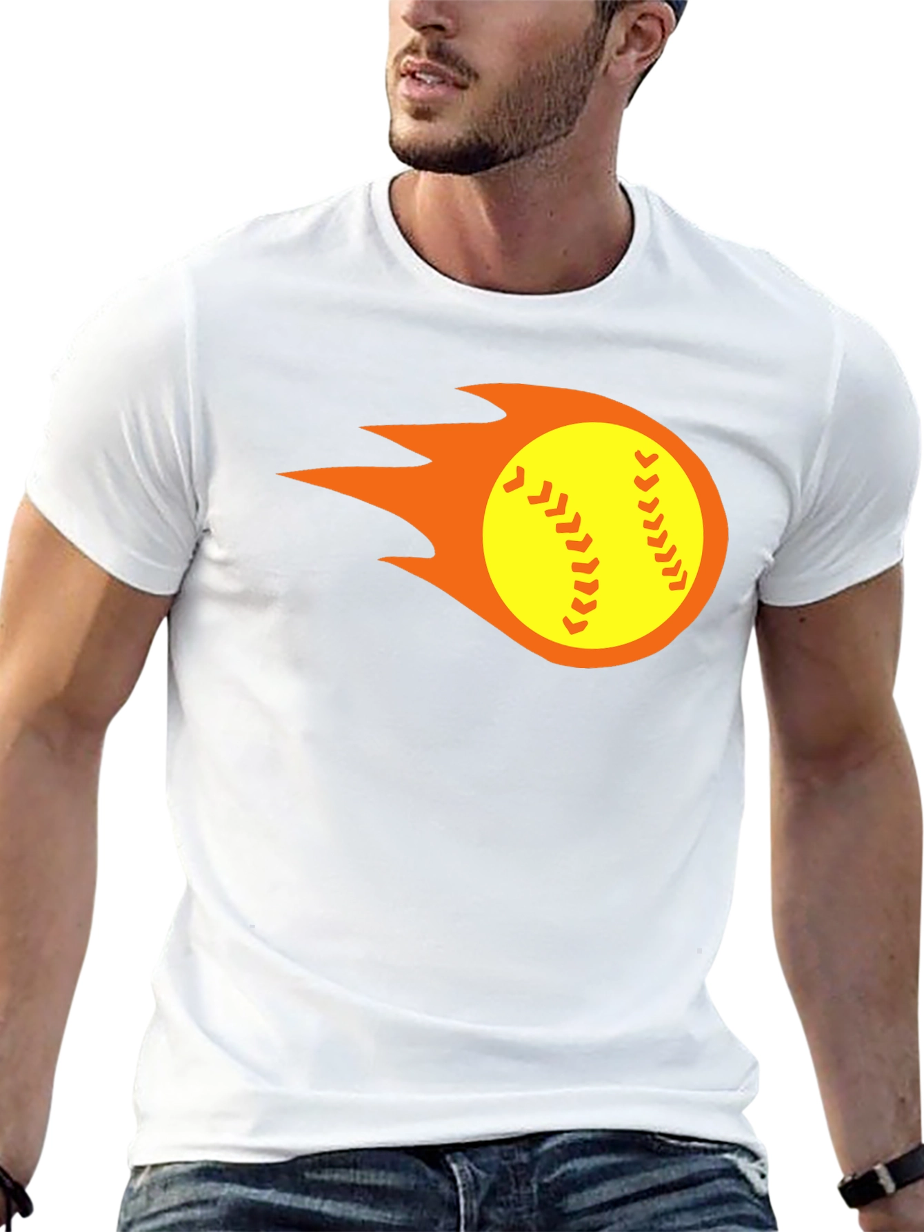 Black Flaming Softball Graphic Tee - Black T-Shirt view 13