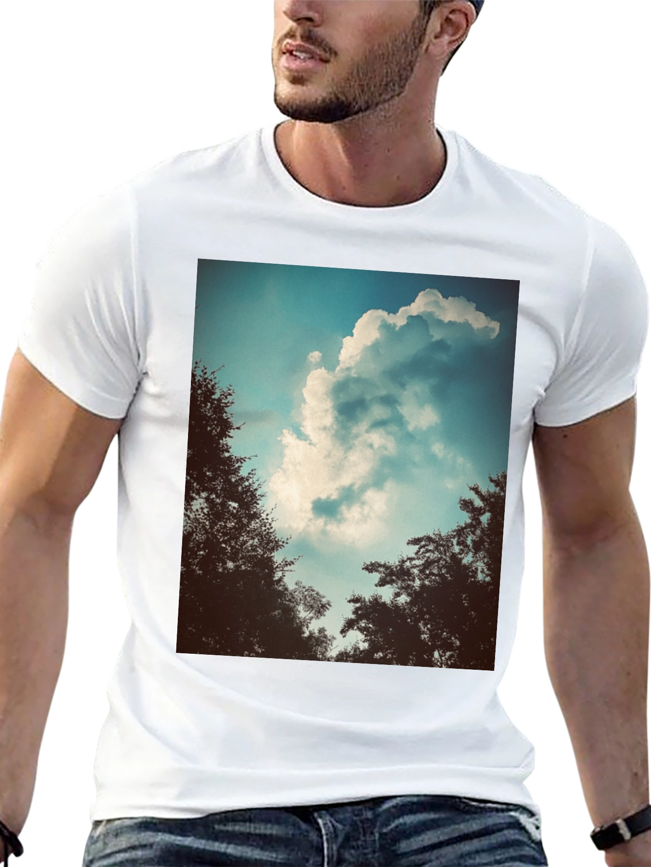 Black Cloudscape Graphic Tee - Nature Inspired Design view 13