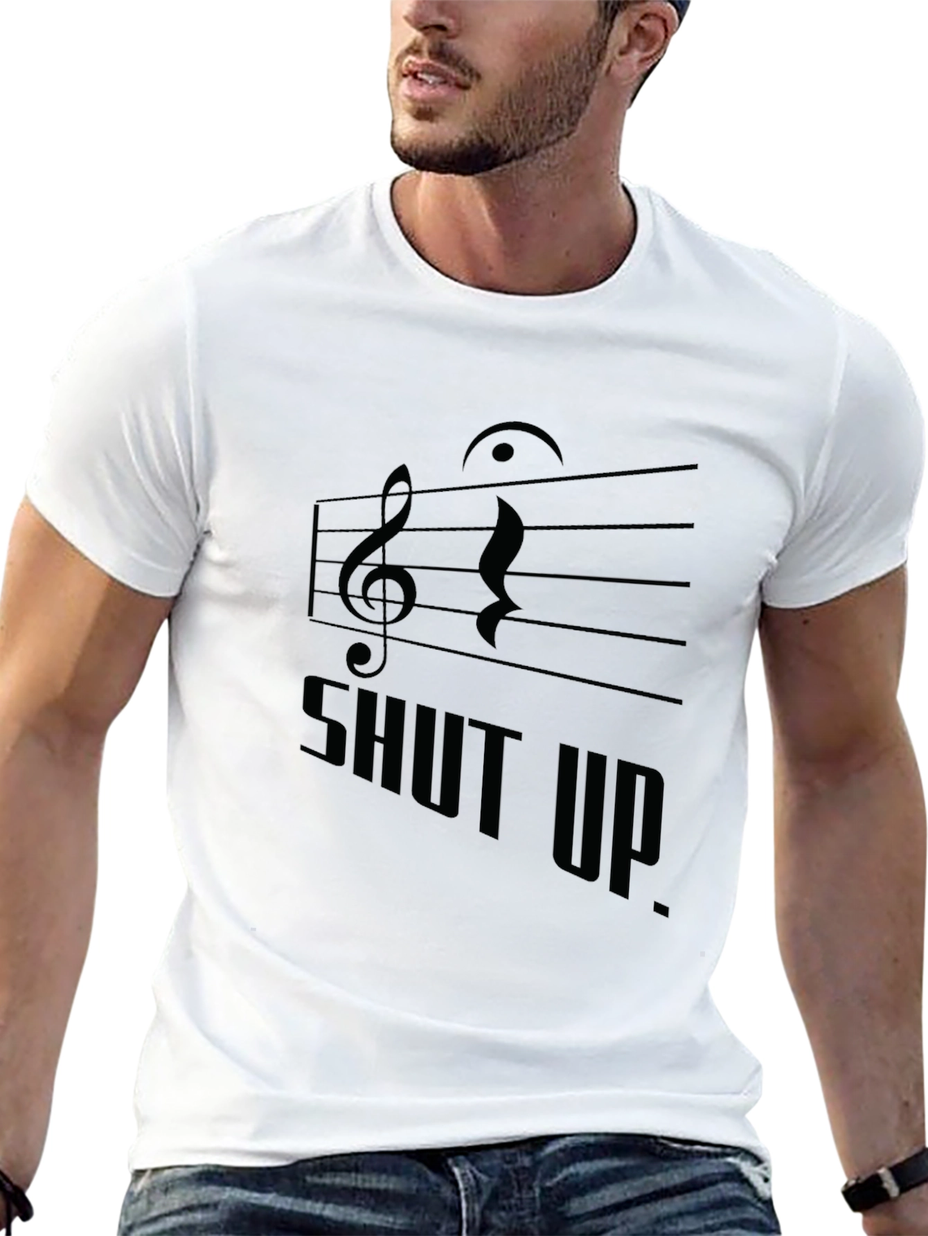 Black Musical "Shut Up." Black Graphic Tee view 13
