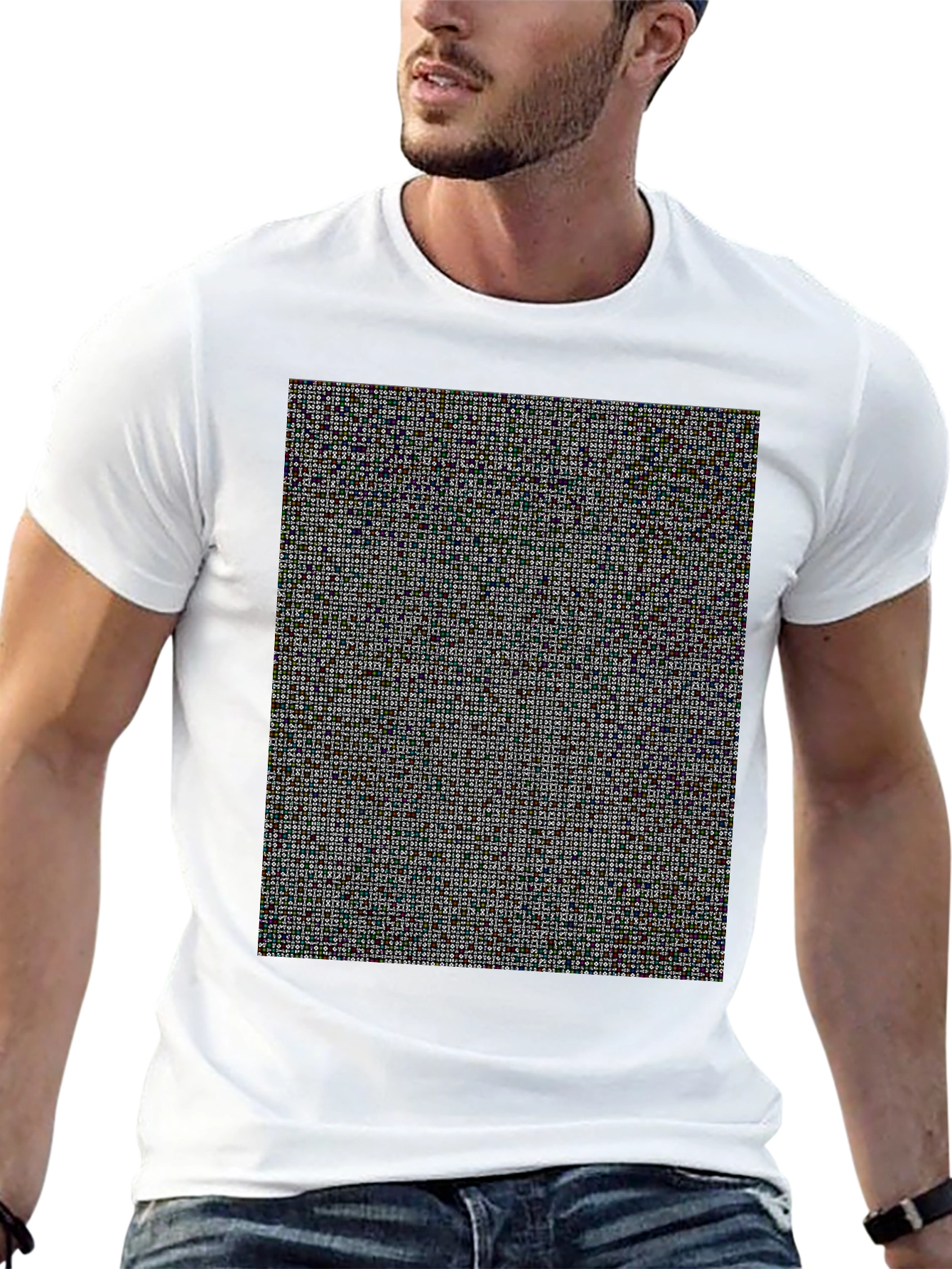 Black Pixel Pattern T-Shirt view 13