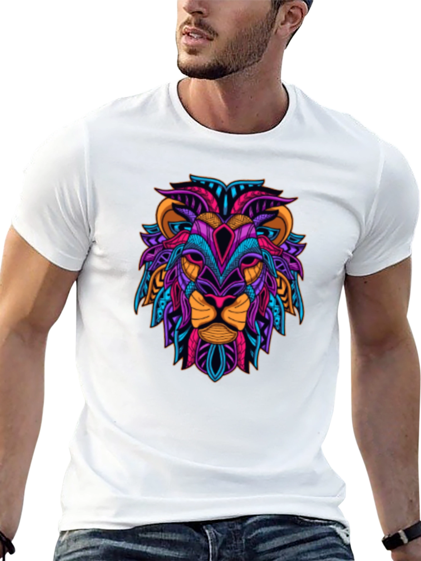 Black Vibrant Lion Graphic Tee - Bold Style view 13