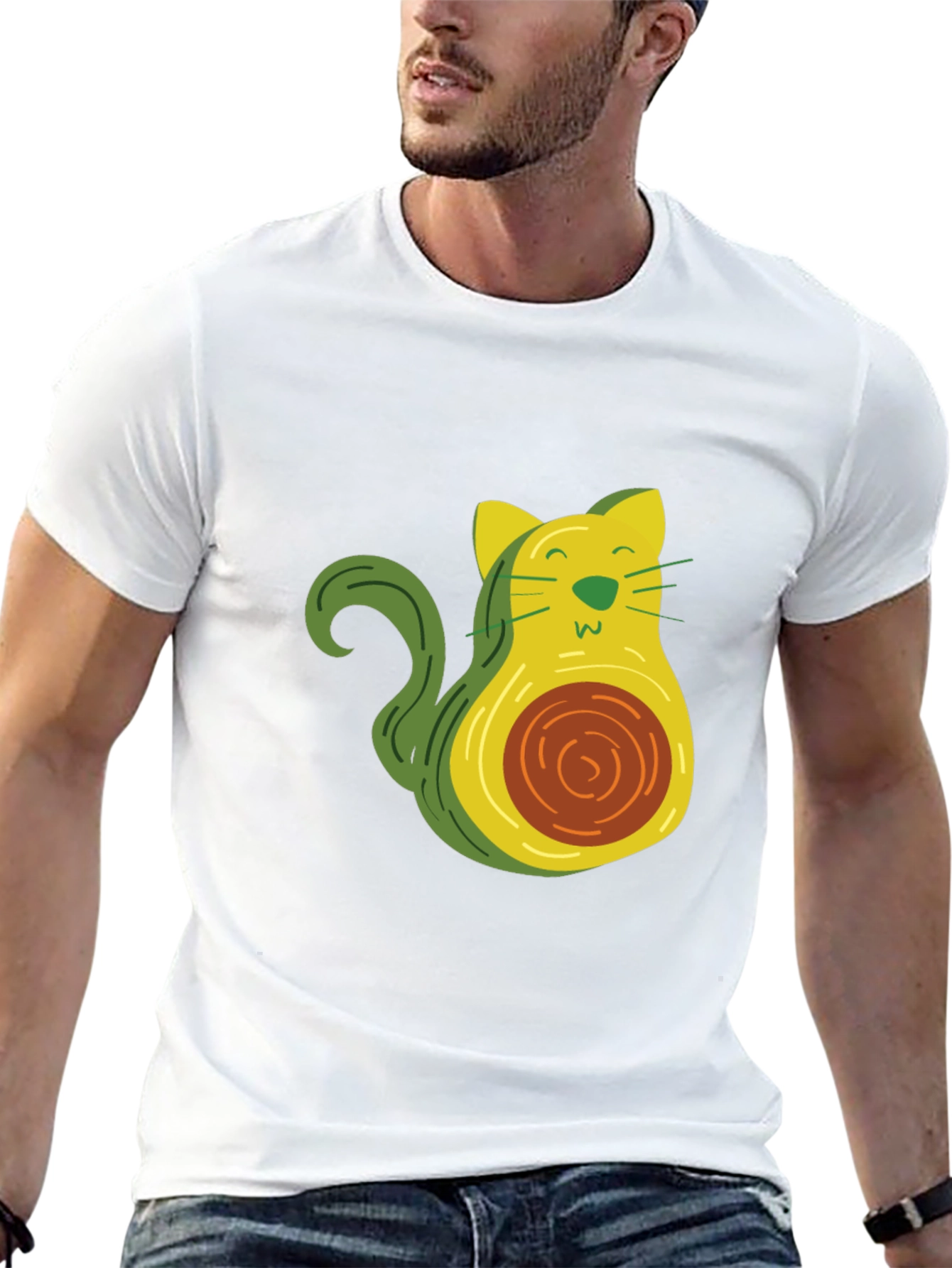 Black Avocado Cat Graphic T-Shirt - Unique & Fun Design! view 13