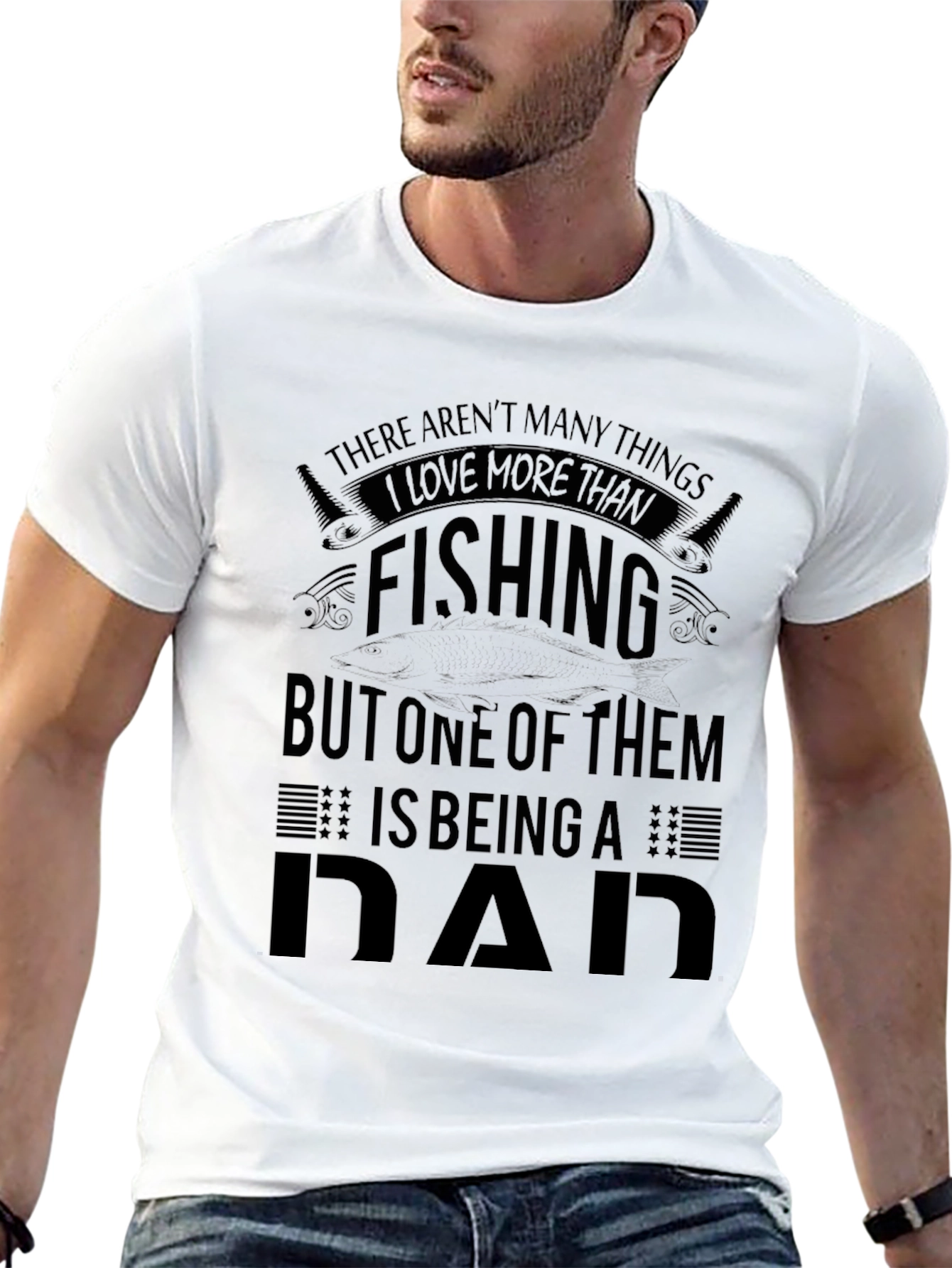 Black Fishing Dad T-Shirt - Gifts for Fisherman Dads view 13