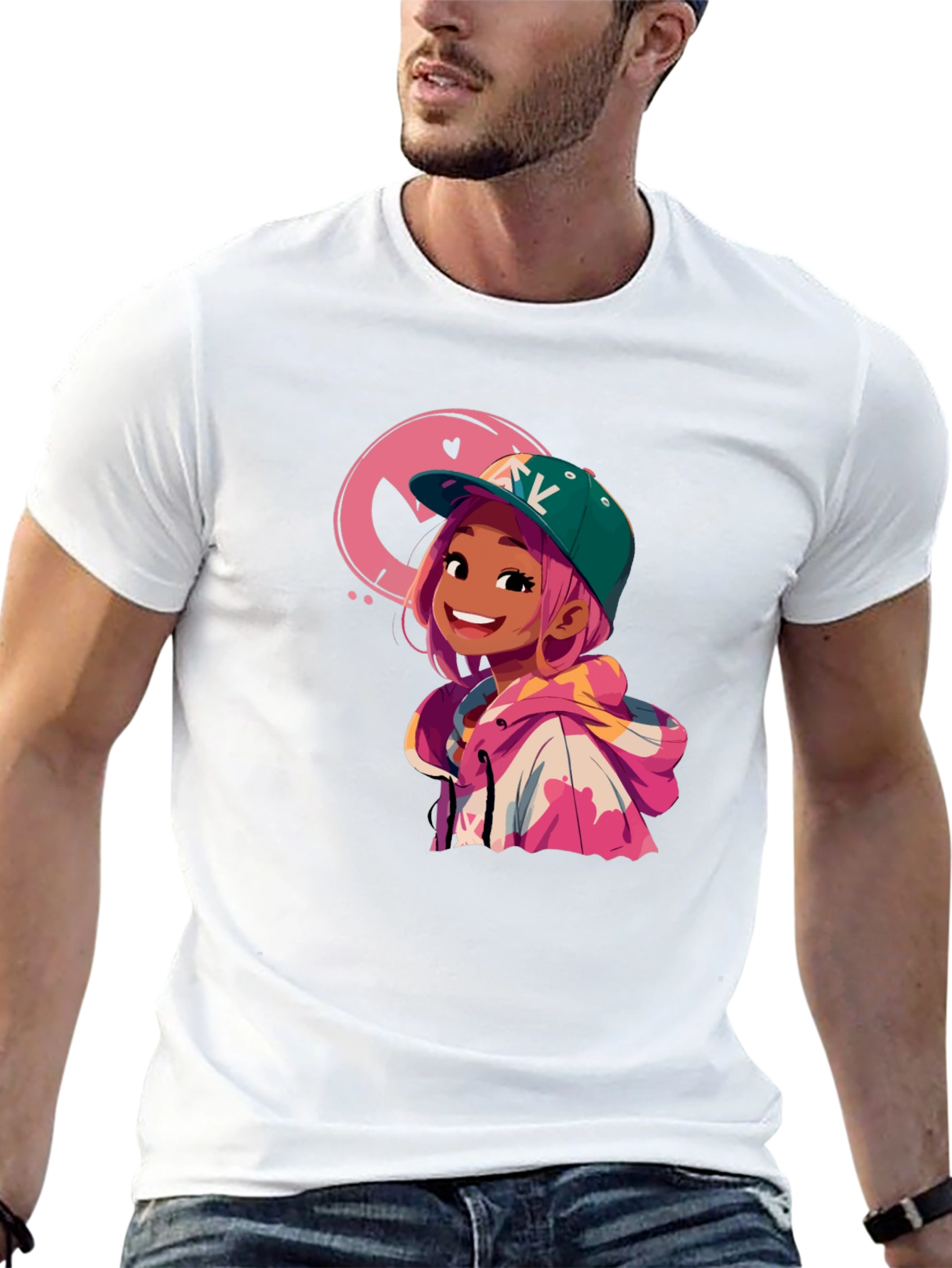 Black Cartoon Girl Graphic Black T-Shirt view 13