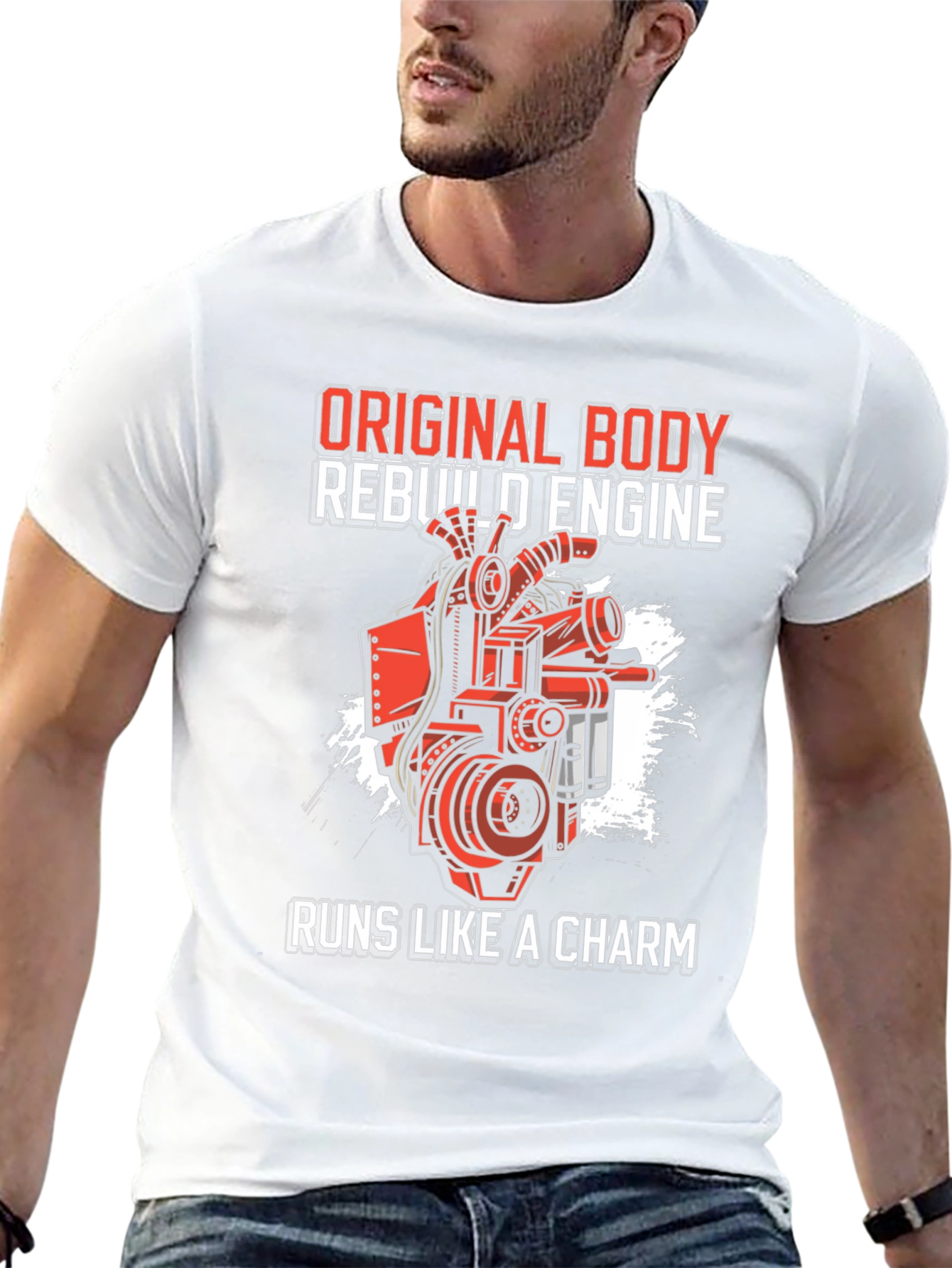 Black Original Body Rebuild Engine T-Shirt - Runs Like a Charm view 13