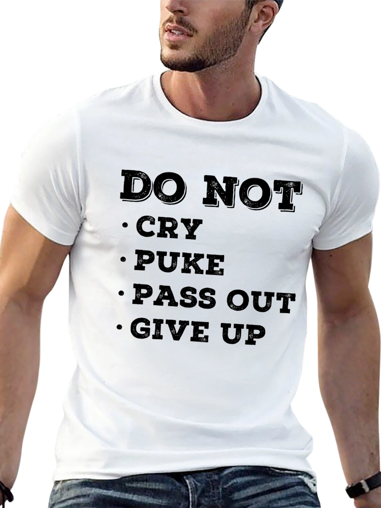 Black DO NOT Cry Puke Pass Out Give Up T-Shirt view 13
