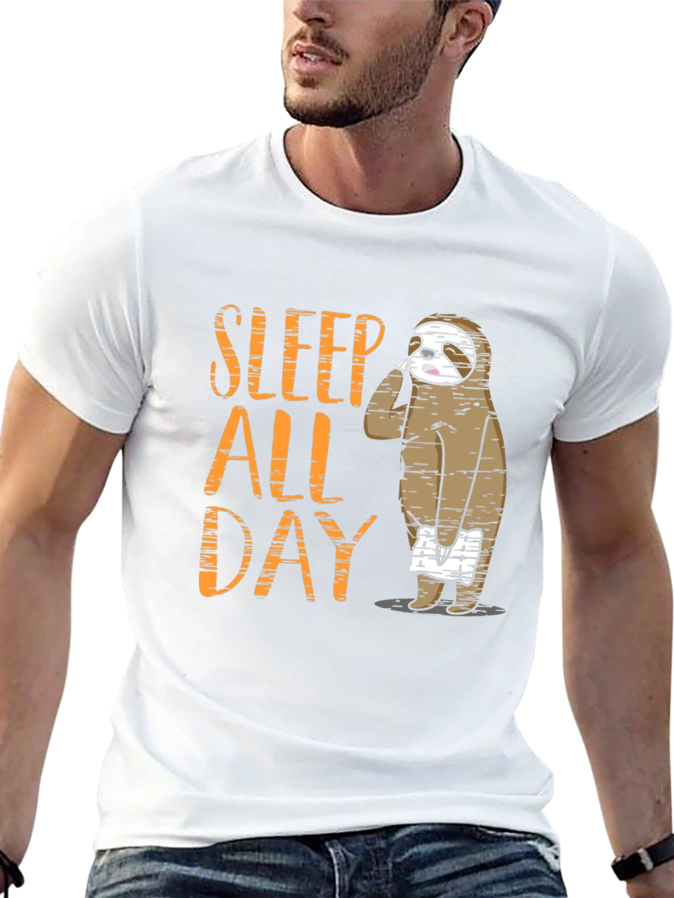 Black Sleep All Day Sloth Graphic T-Shirt view 13