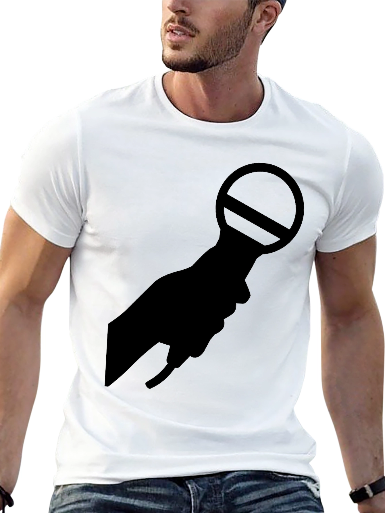 Black Black Hand Microphone Silence T-Shirt view 13