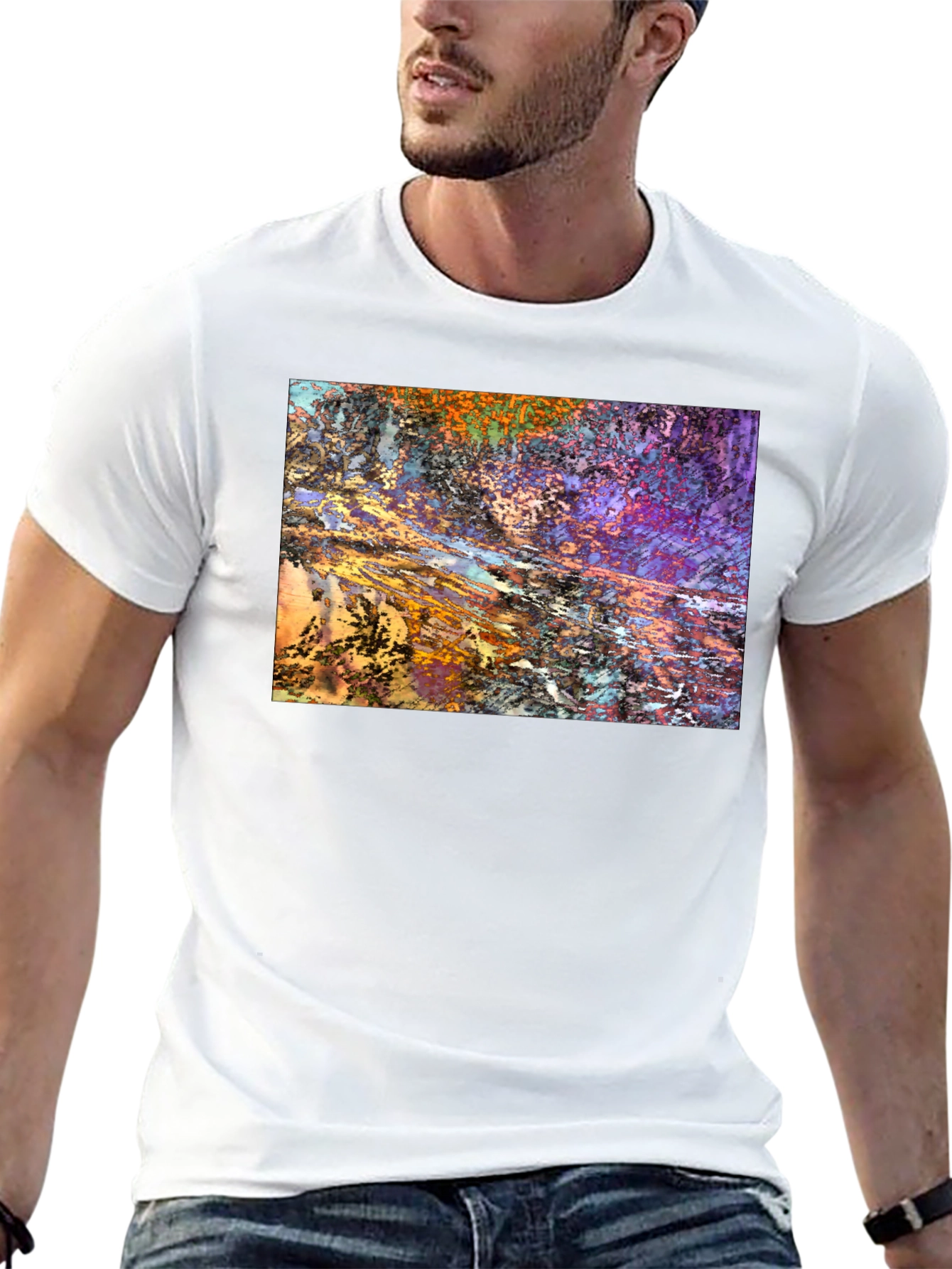 Black Abstract Art Print Black T-Shirt view 13