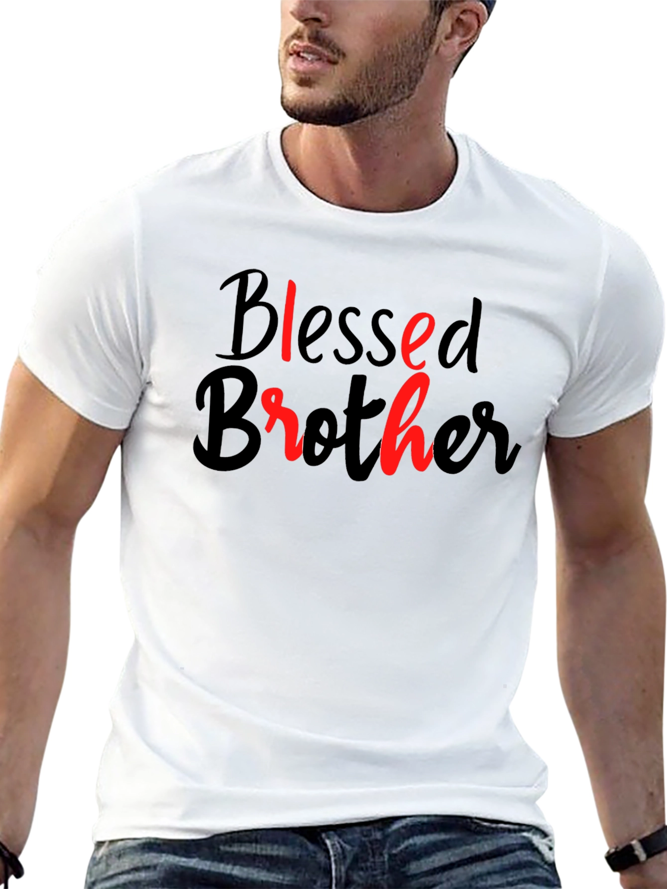 Black Blessed Brother Black Graphic Tee view 13