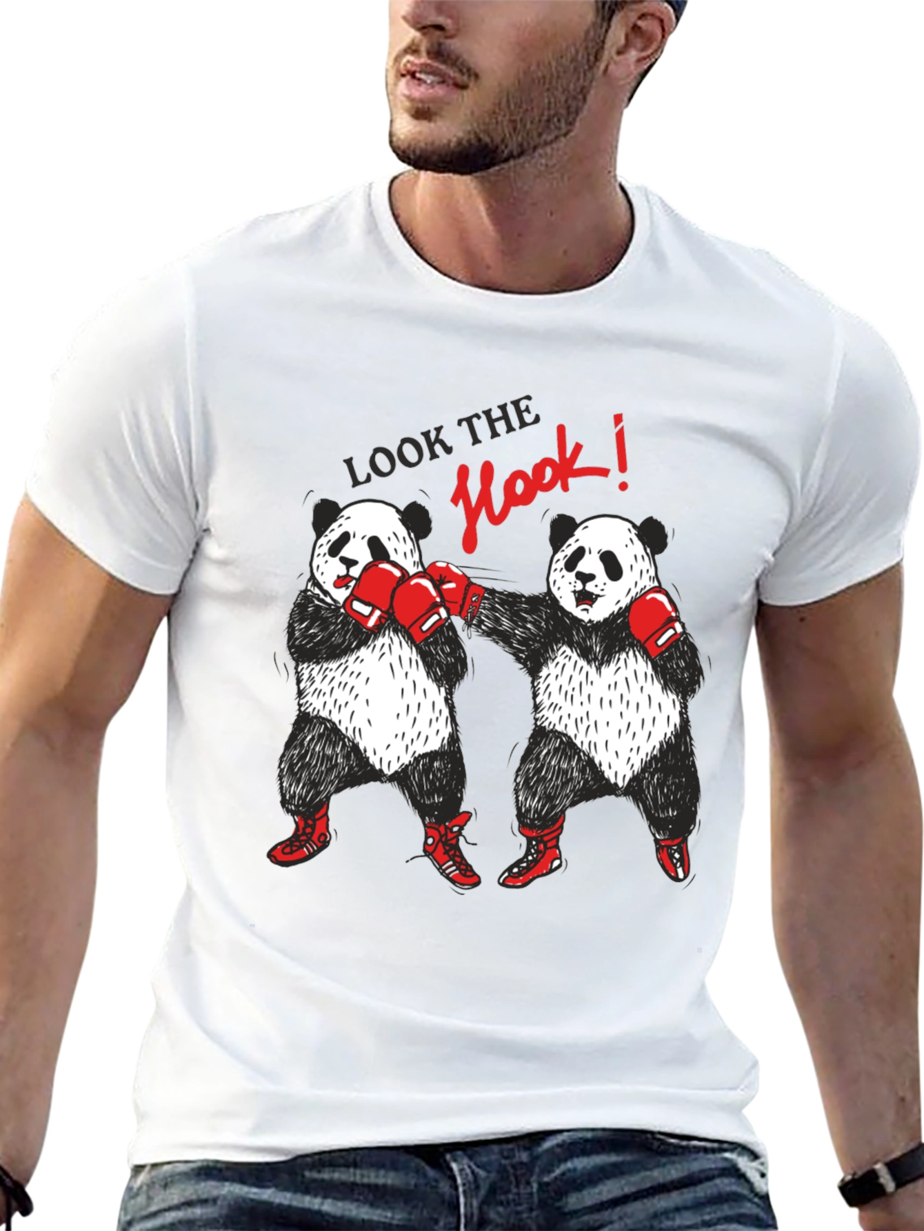 Black Boxing Panda Graphic Tee - "Look the Hook!" view 13