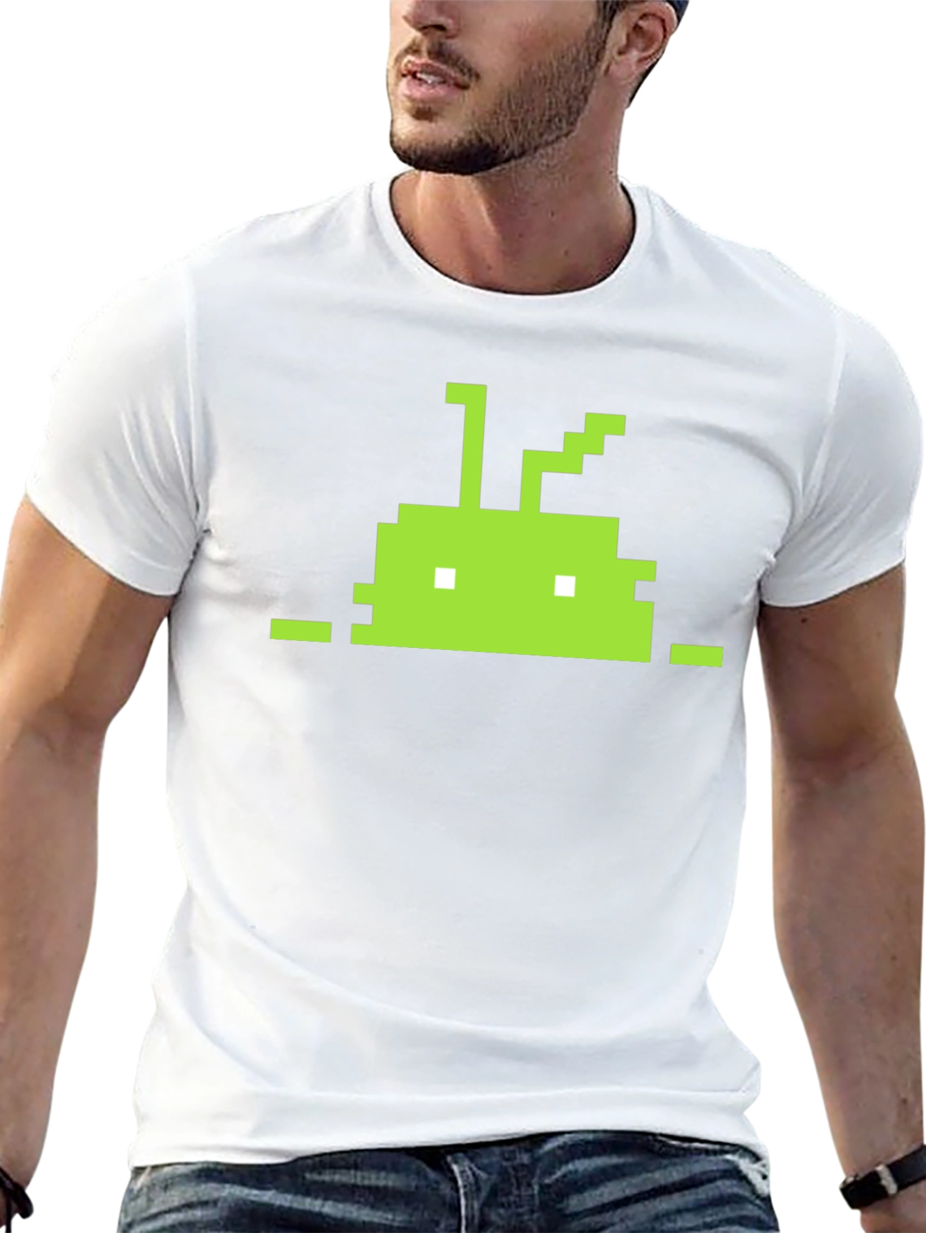 Black Pixelated Android Robot Black T-Shirt view 13
