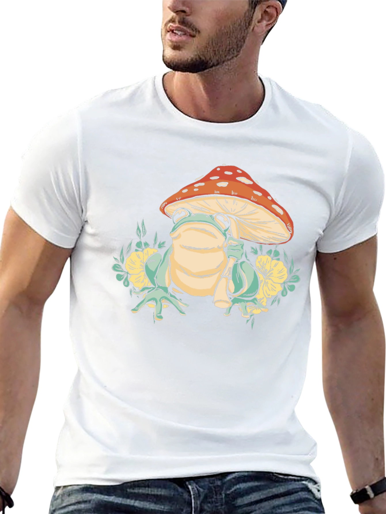 Black Mushroom Frog Graphic Tee view 13