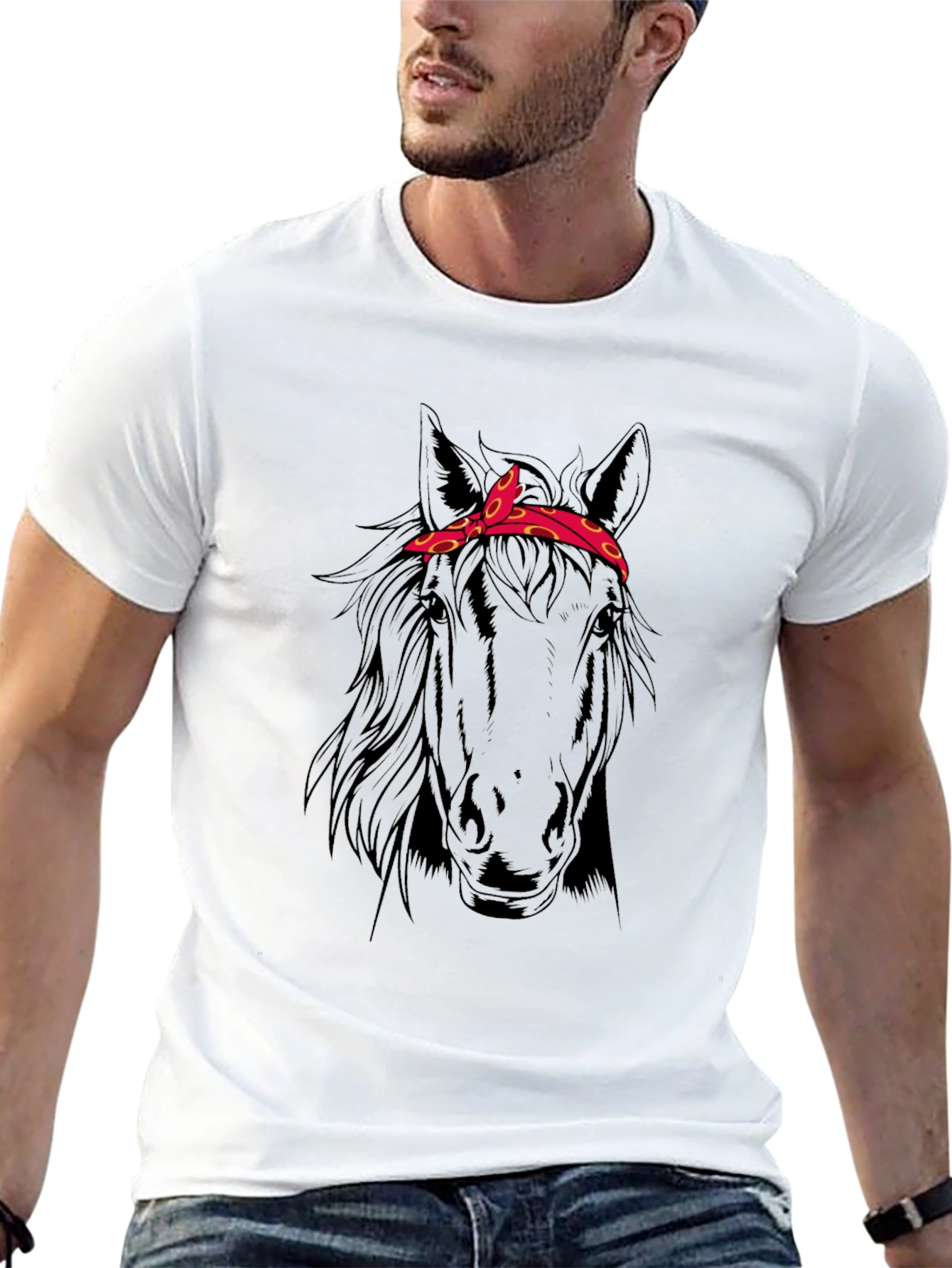 Black Horse Head Bandana T-Shirt - Black view 13