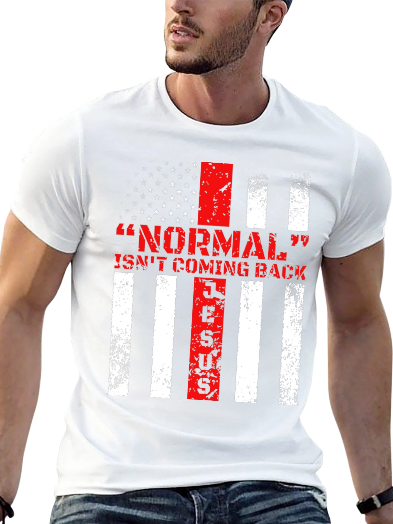 Black Normal Isn't Coming Back Jesus Patriotic T-Shirt view 13