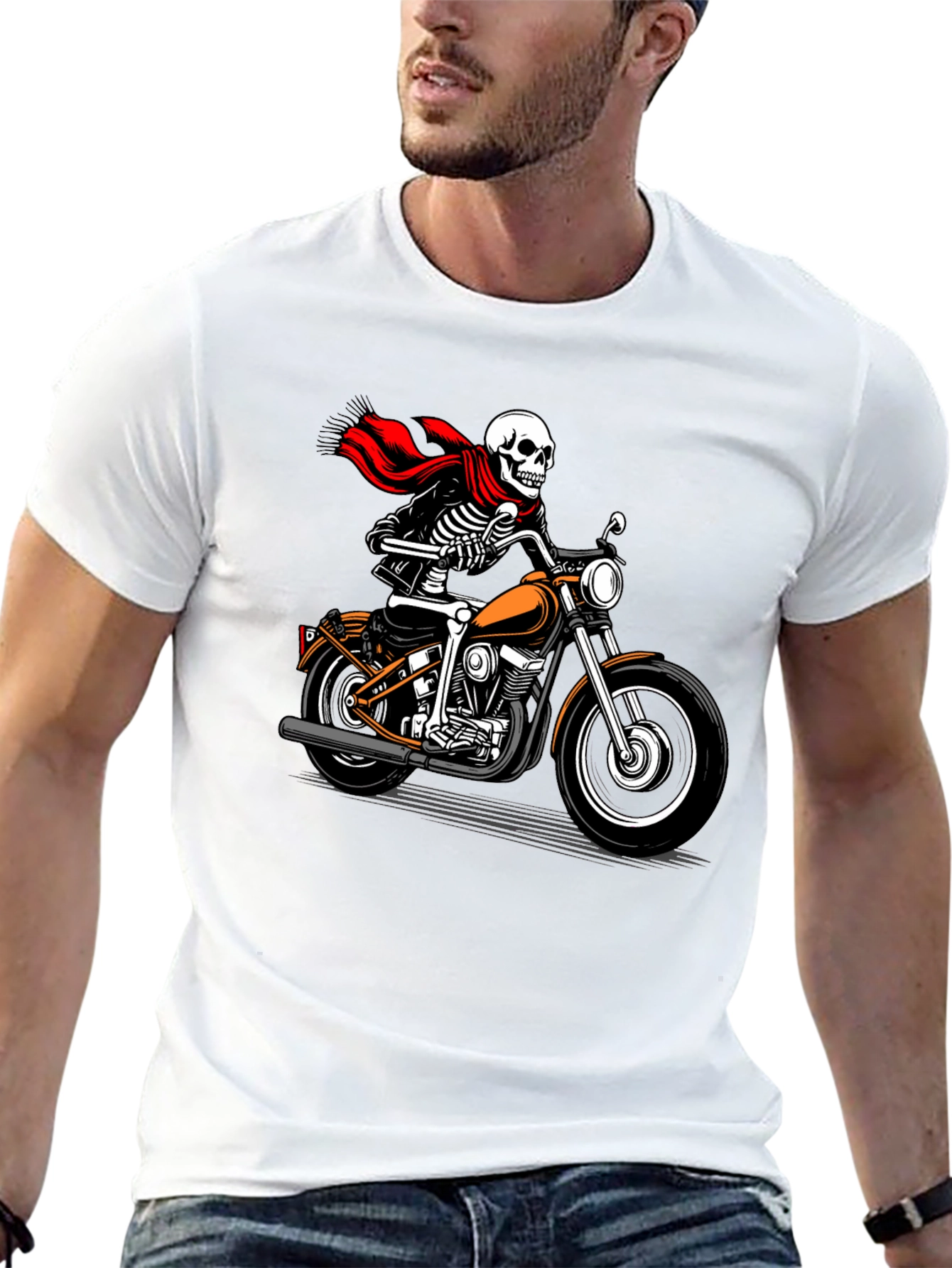 Black Skeleton Biker Graphic Tee - Ride or Die! view 13